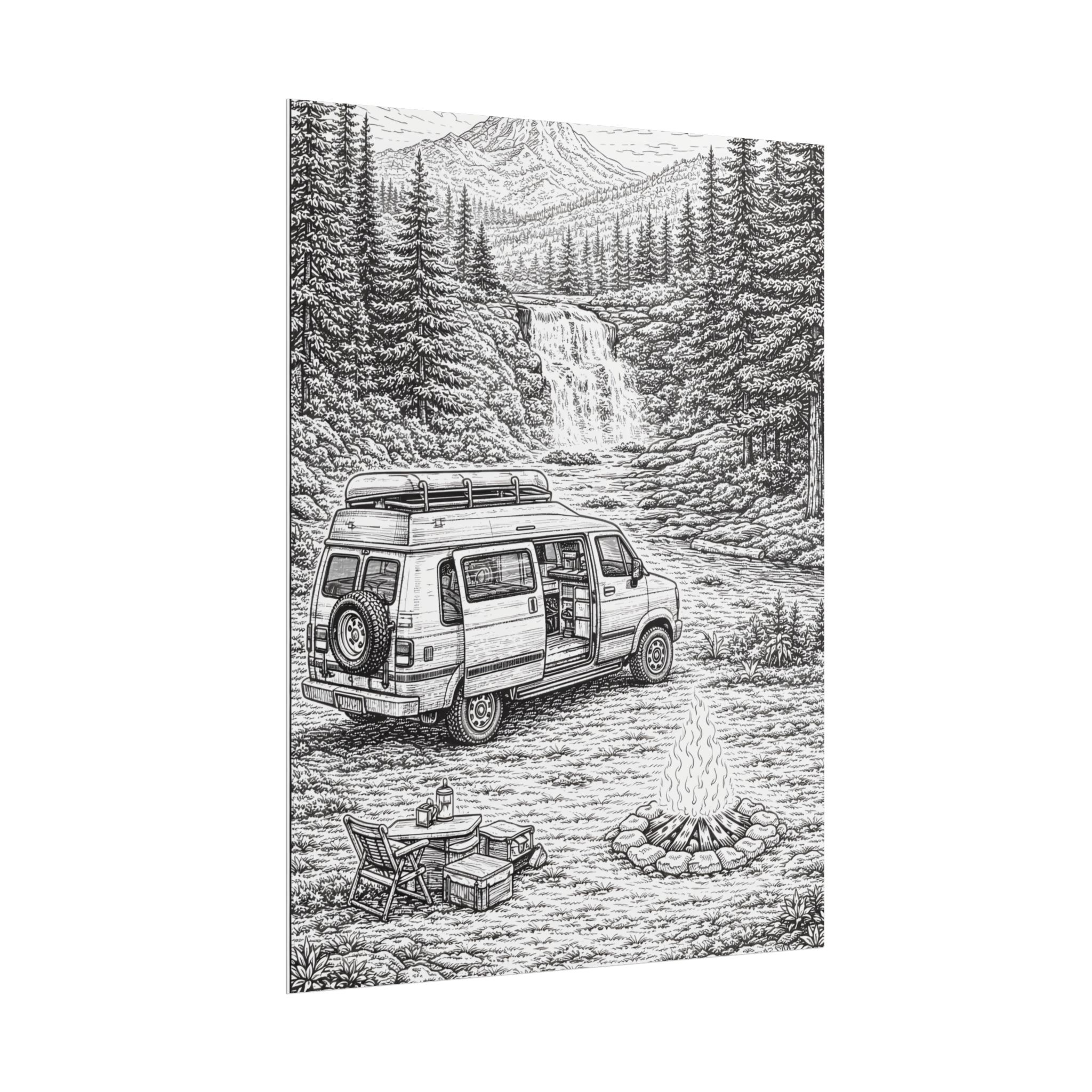 Campervan Poster — Vintage RV Camping Landscape Wall Art