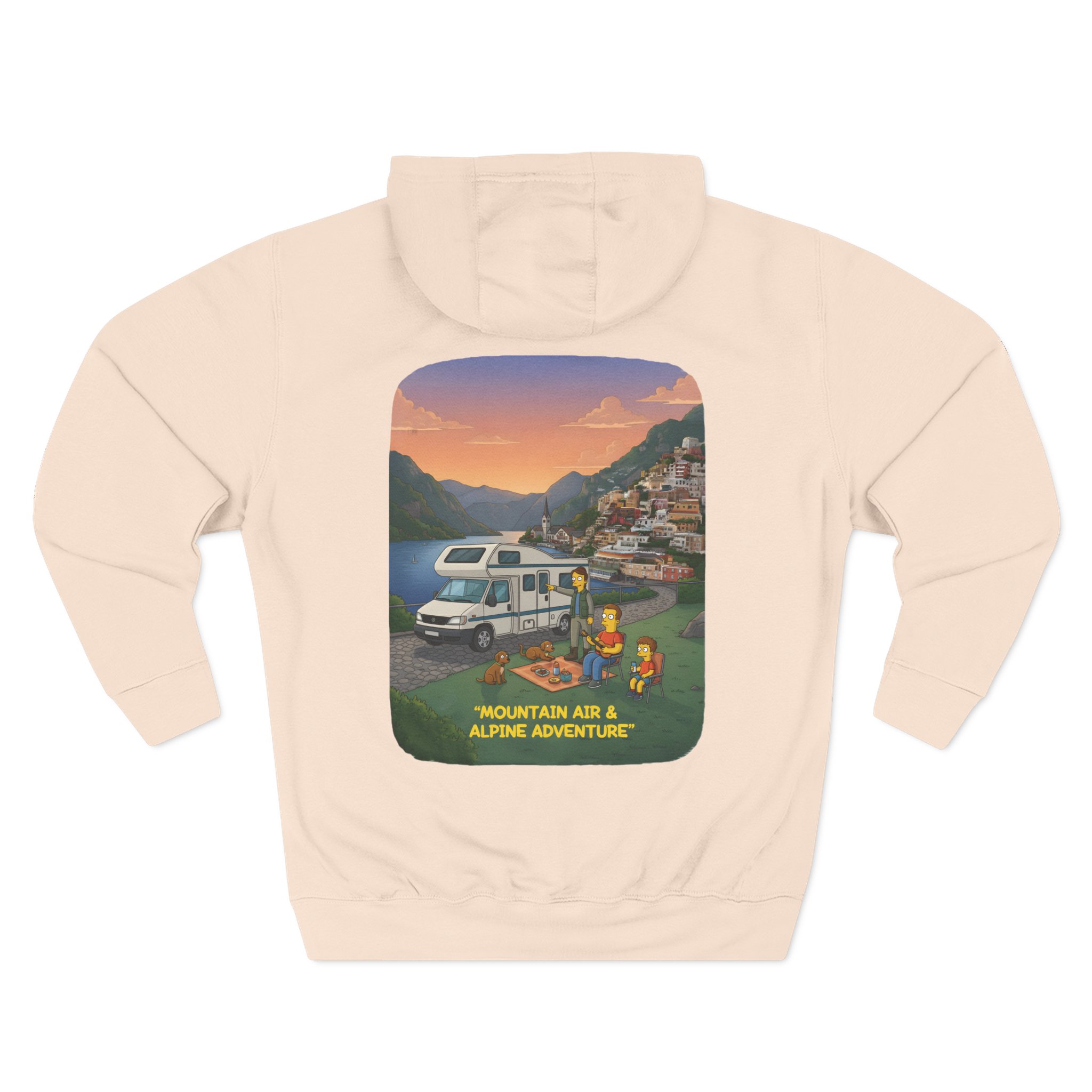 Three-Panel Fleece Hoodie - "Mountain Air-Alpine Adventure" Design Sitcom-Line