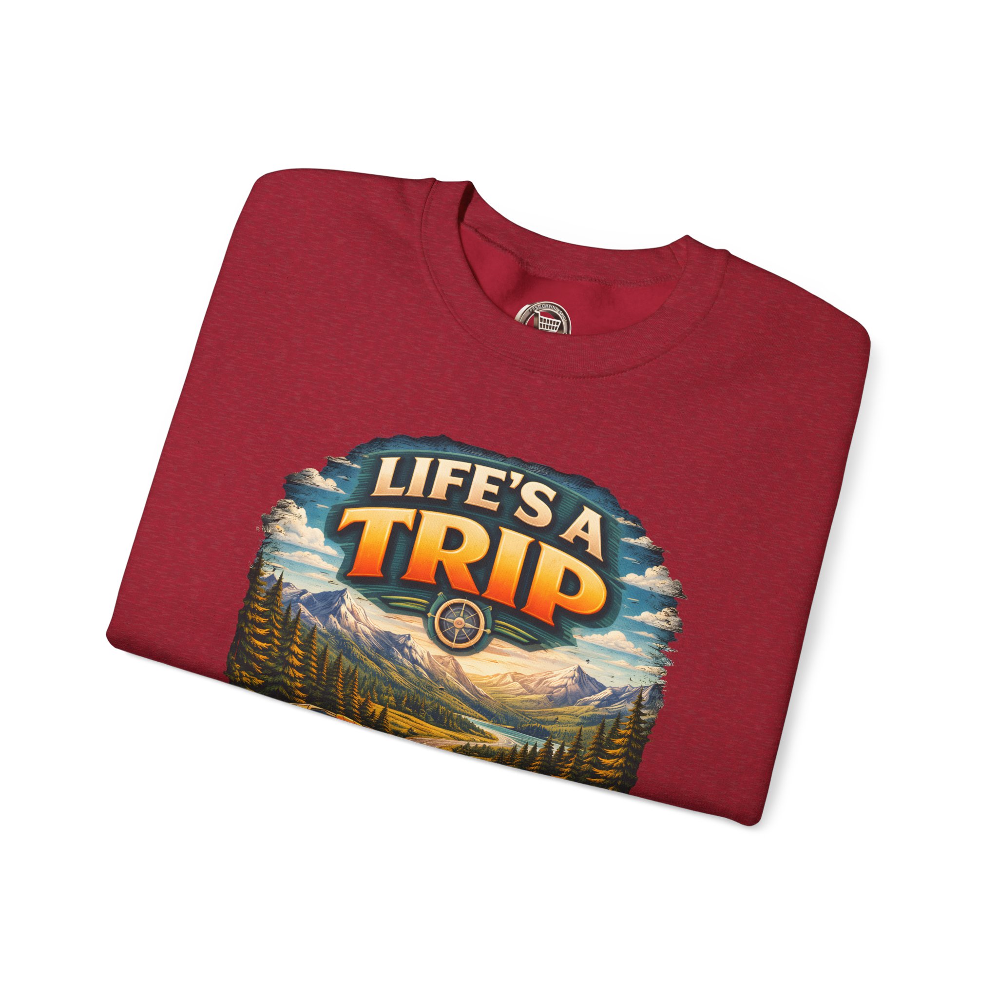 Unisex Heavy Blend™ Crewneck Sweatshirt — "Life s A Trip" Design Scenic-Line