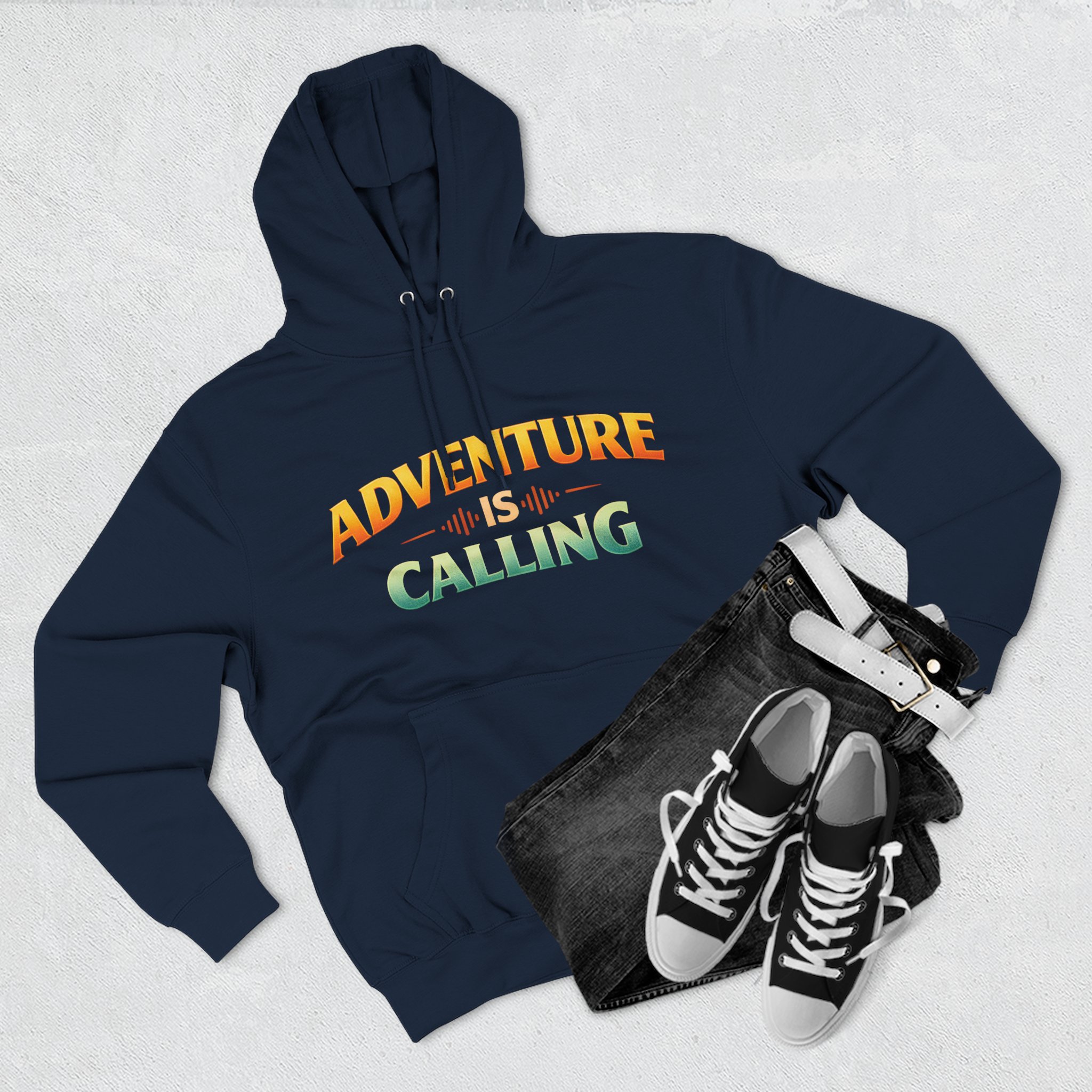 Three-Panel Fleece Hoodie - "Adventure Is Calling" Design Scenic-Line
