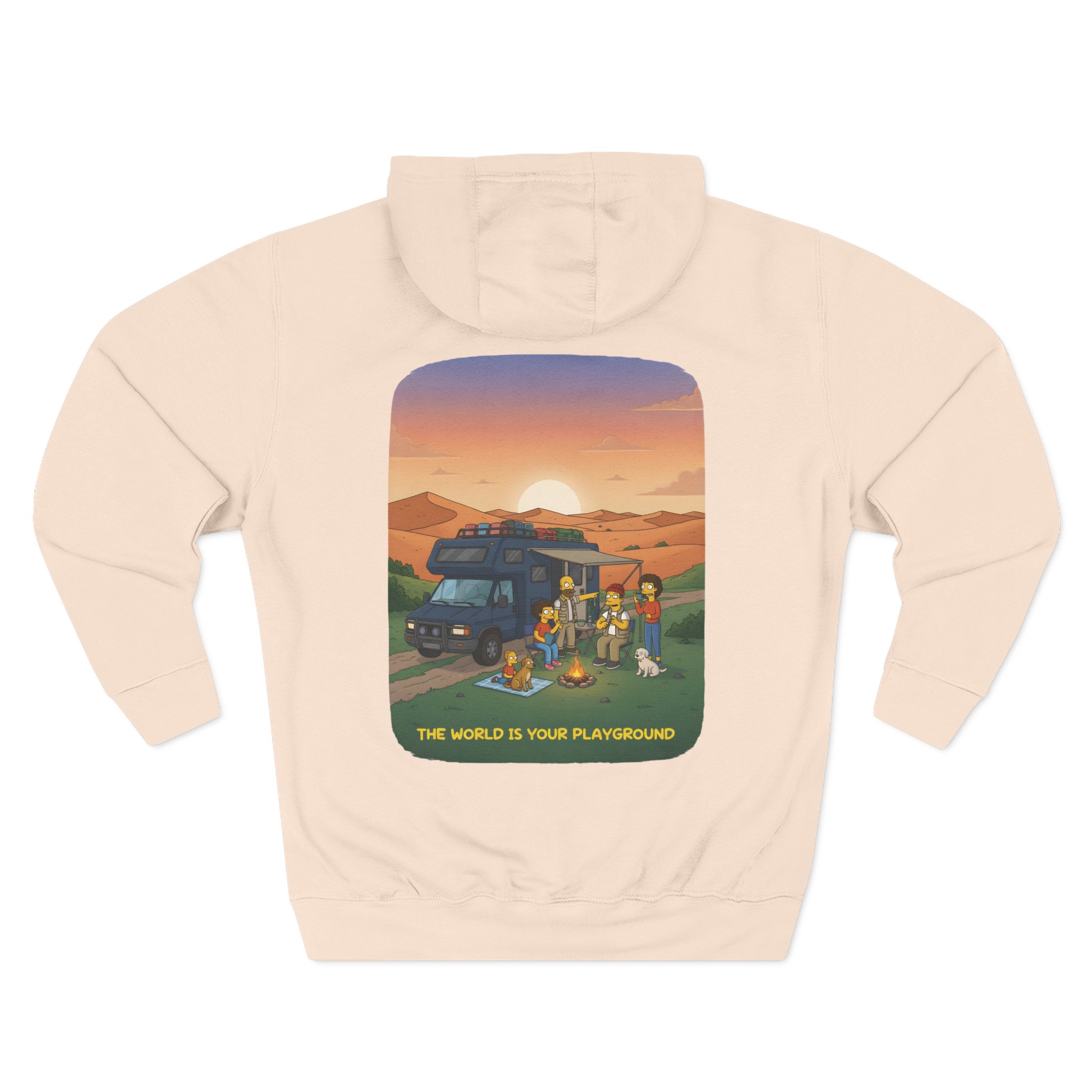 Three-Panel Fleece Hoodie - "The World Is Your playground" Design Sitcom-Line