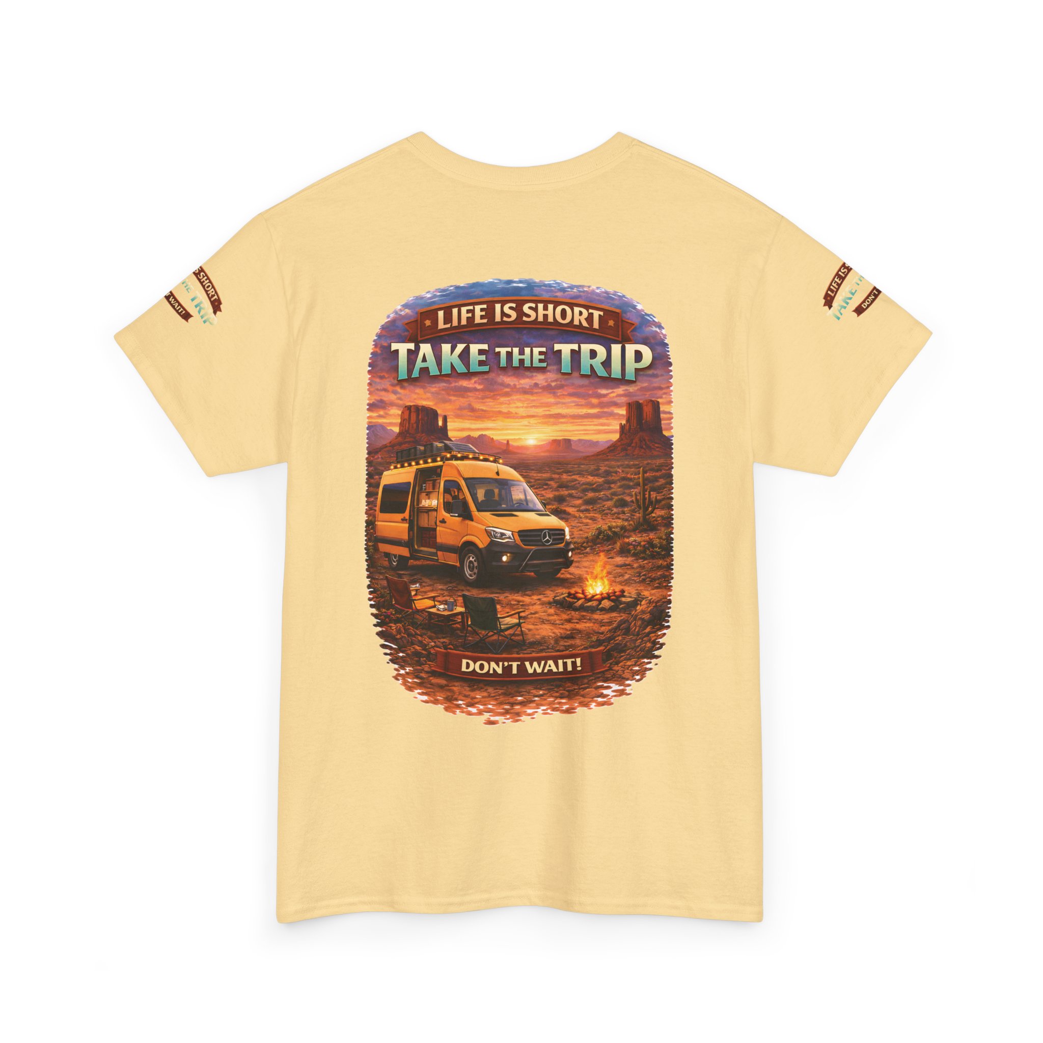 Unisex Heavy Cotton Tee — "Life Is To Short-Take The Trip" Design Scenic-Line