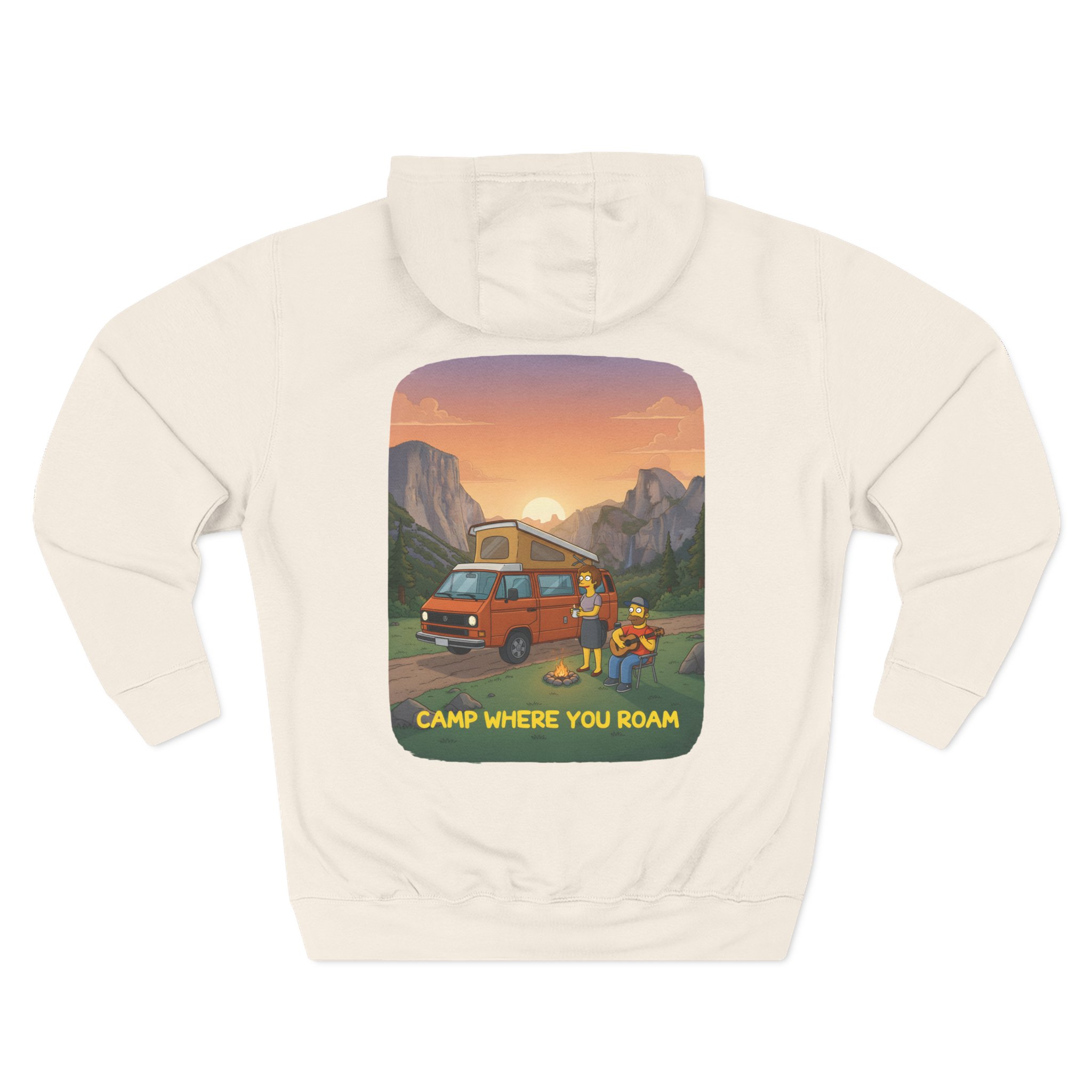 Three-Panel Fleece Hoodie - "Camp Where You Roam" Design Sitcom-Line