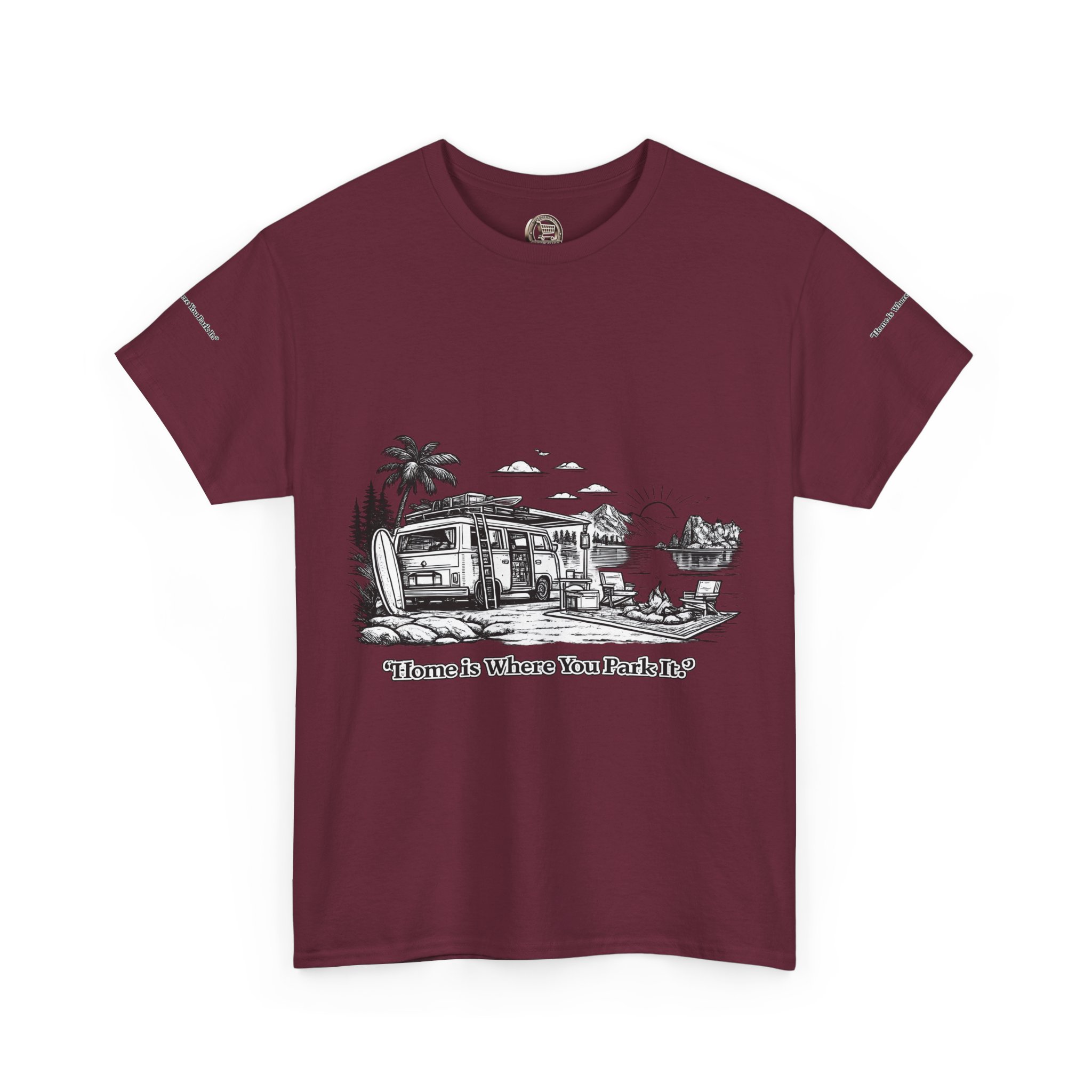 4452218936701637757_2048.jpeg Unisex Heavy Cotton Tee — "Home Is Where You Park It" Design Minimal-Line