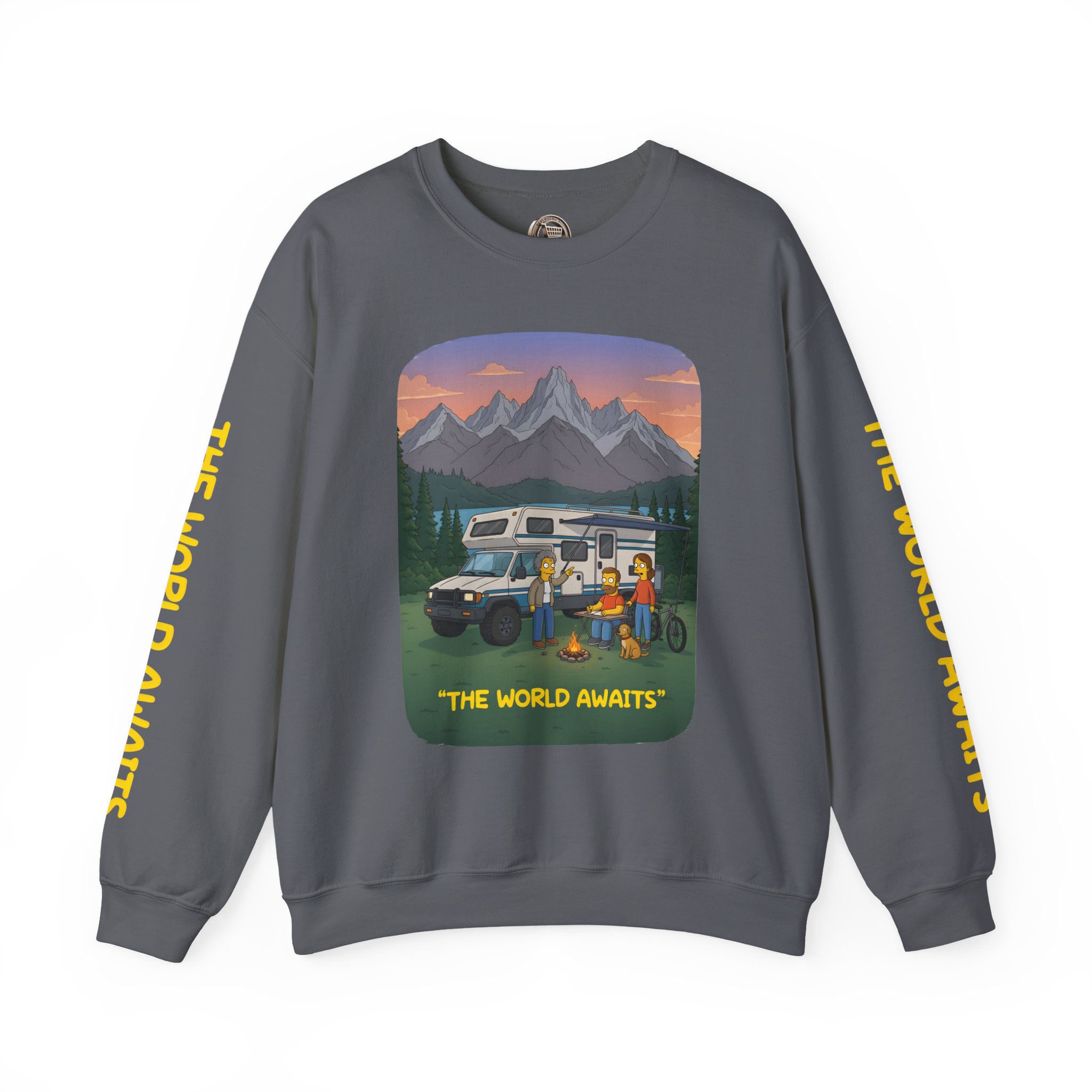 Unisex Heavy Blend™ Crewneck Sweatshirt — "The World Awaits" Design Sitcom-Line