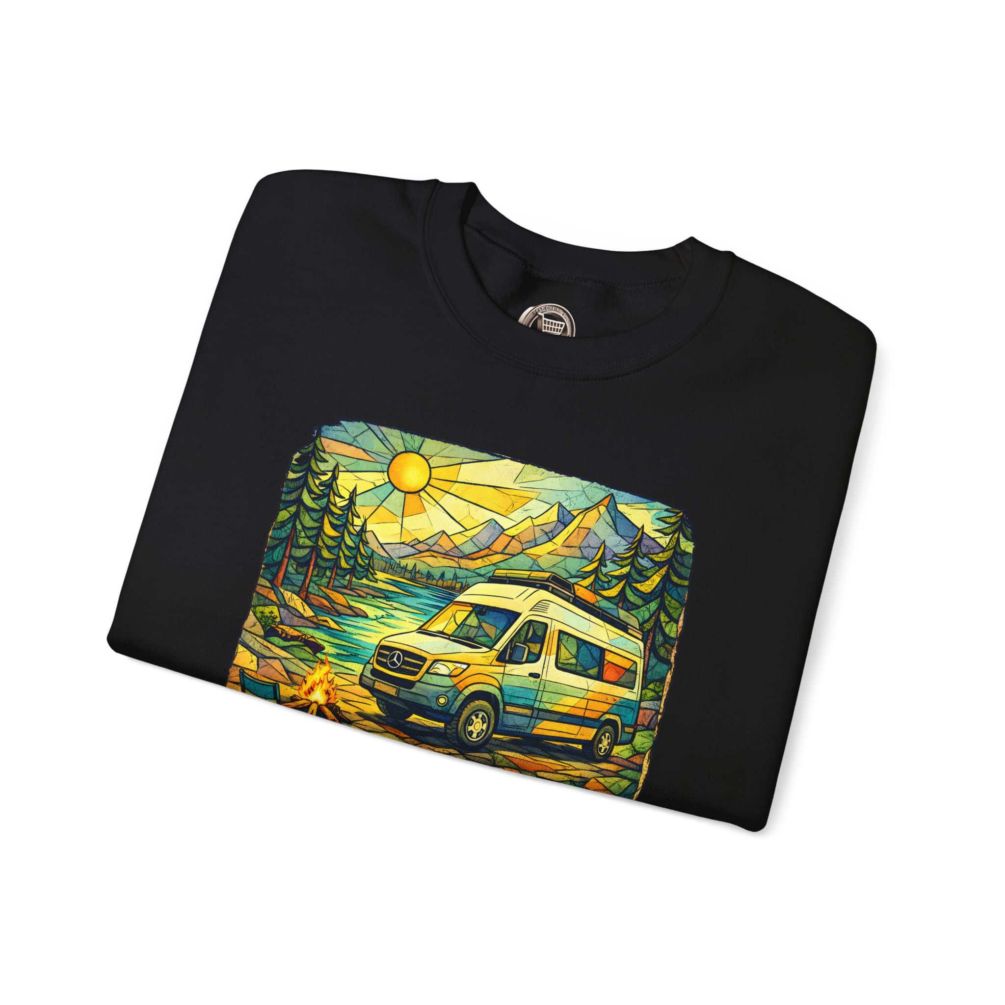 Unisex Heavy Blend™ Crewneck Sweatshirt — "Go Where You Feel Most Alive" Design Cubic-Line