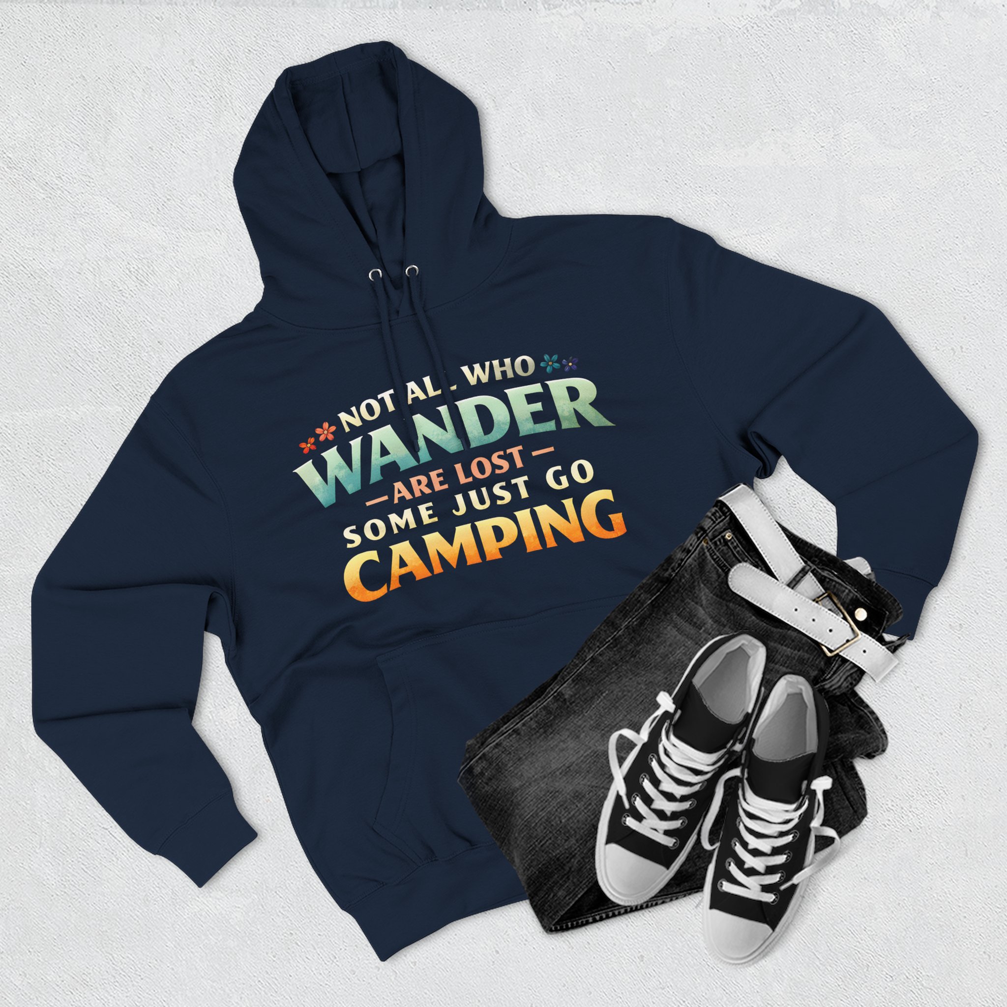 Three-Panel Fleece Hoodie - "Not All Who Wander Are Lost " Design Scenic-Line