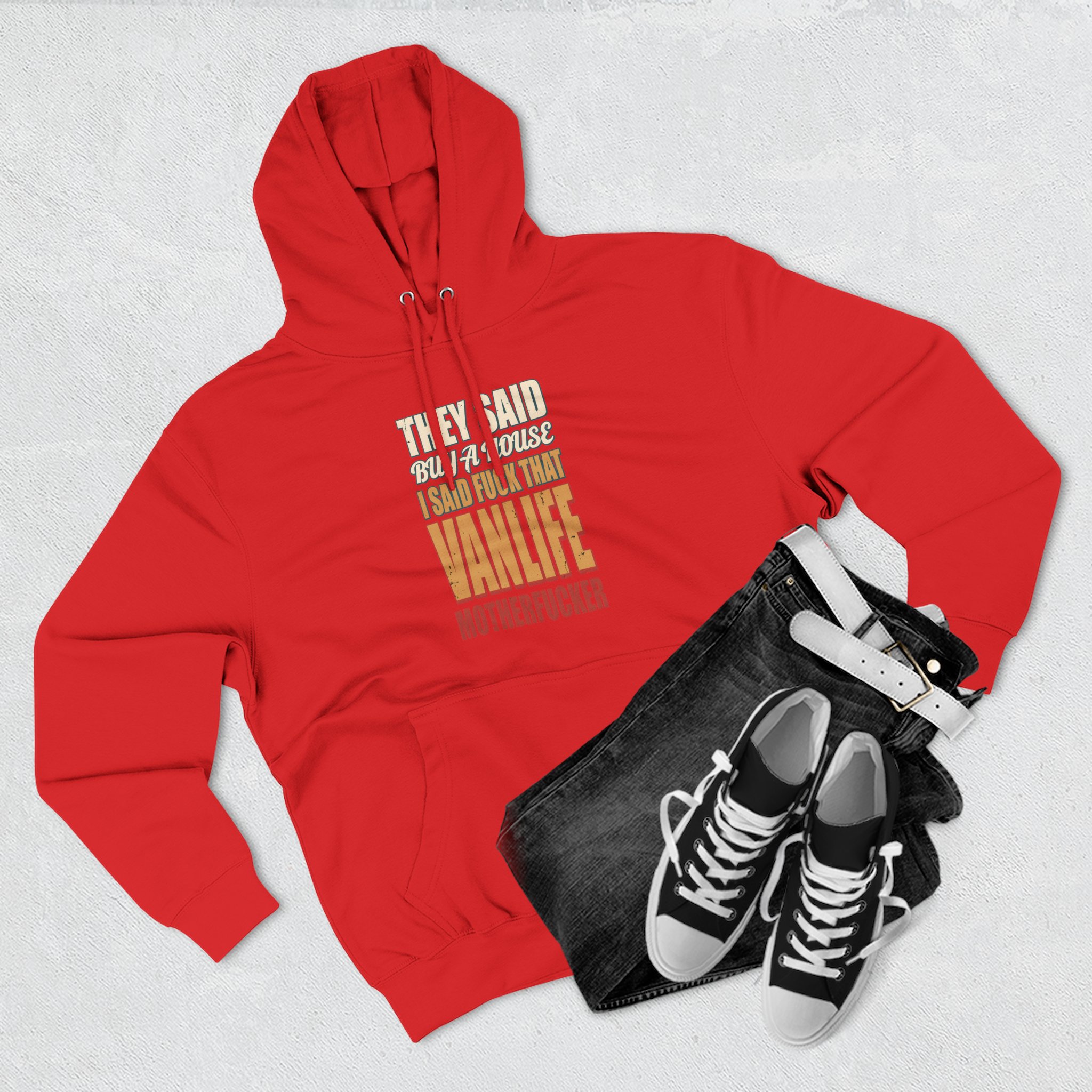 446154807514550828_2048.jpeg Three-Panel Fleece Hoodie - "They Said Buy A House" Design F**K-Line