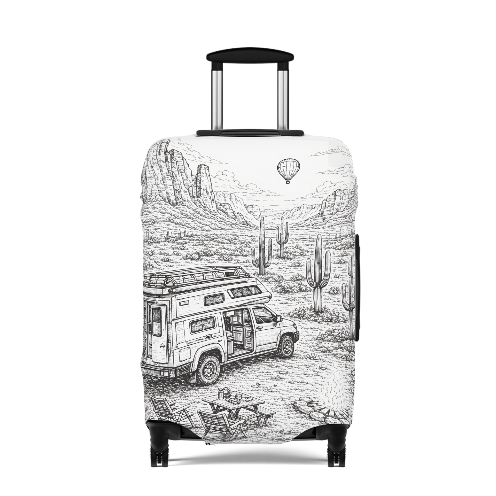 Luggage Cover — Adventure Camper Sketch Travel Suitcase