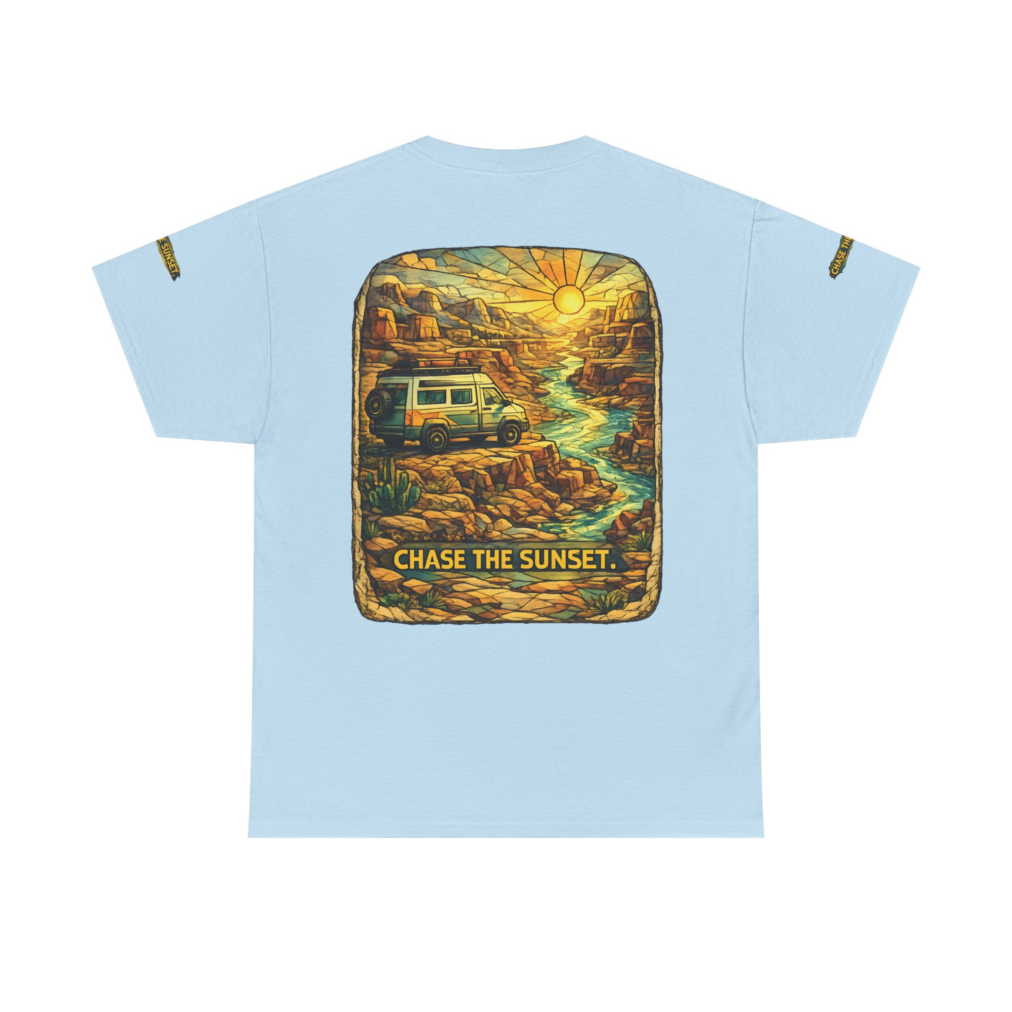 4470701551534446959_2048.jpeg Unisex Heavy Cotton Tee — "Chase The Sunset" Design Cubic-Line