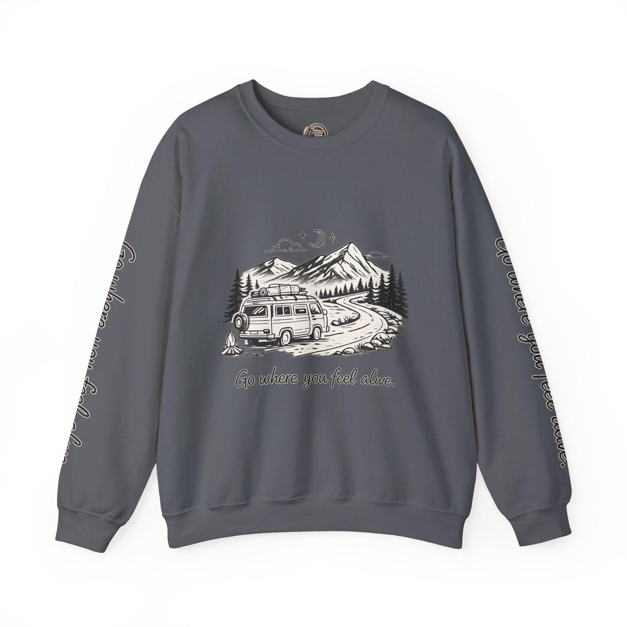 Unisex Heavy Blend™ Crewneck Sweatshirt — "Go Where You Feel Alive" Design Minimal-Line