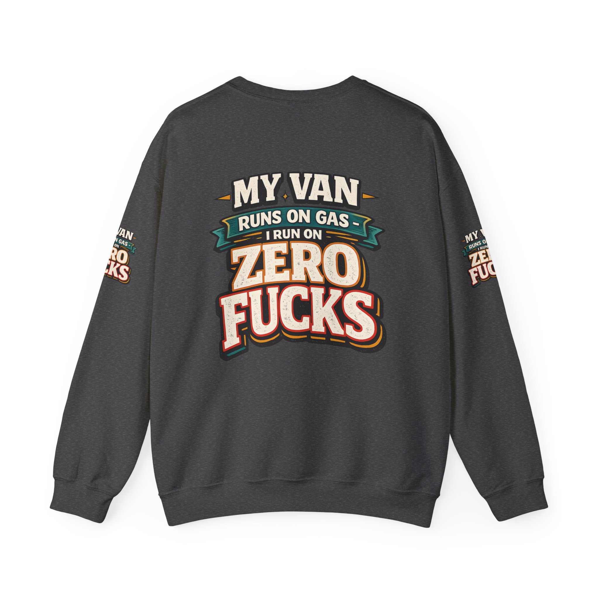 Unisex Heavy Blend™ Crewneck Sweatshirt — "My Van Runs On Gas" Design F**K-Line