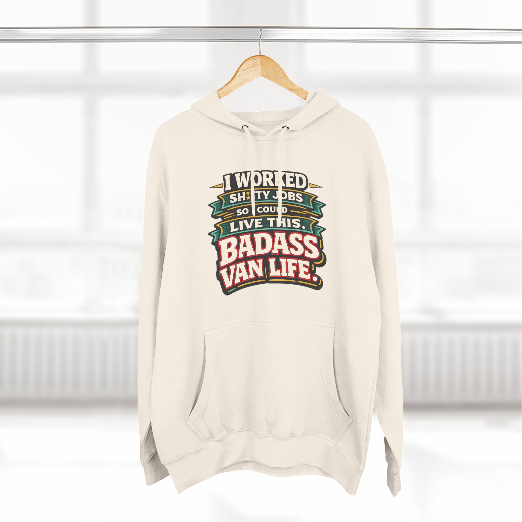 Three-Panel Fleece Hoodie - "I Worked Shitty Jobs" Design F**K-Line