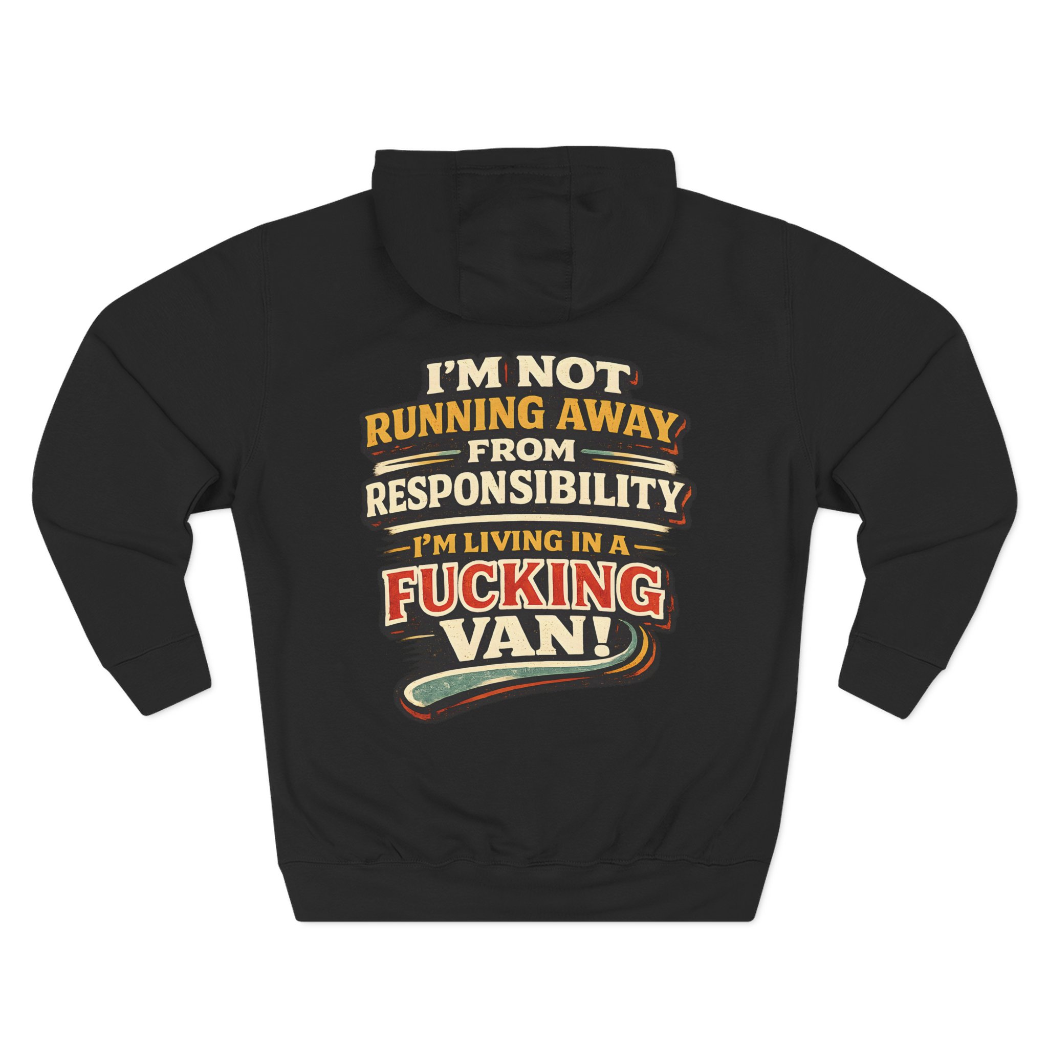 Three-Panel Fleece Hoodie - "I`m Not running Away" Design F**K-Line