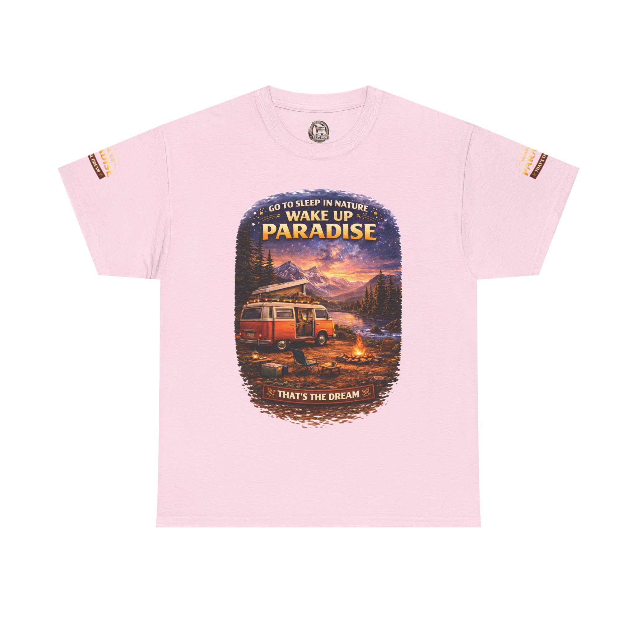 Unisex Heavy Cotton Tee — "Go Sleep In Nature" Design Scenic-Line