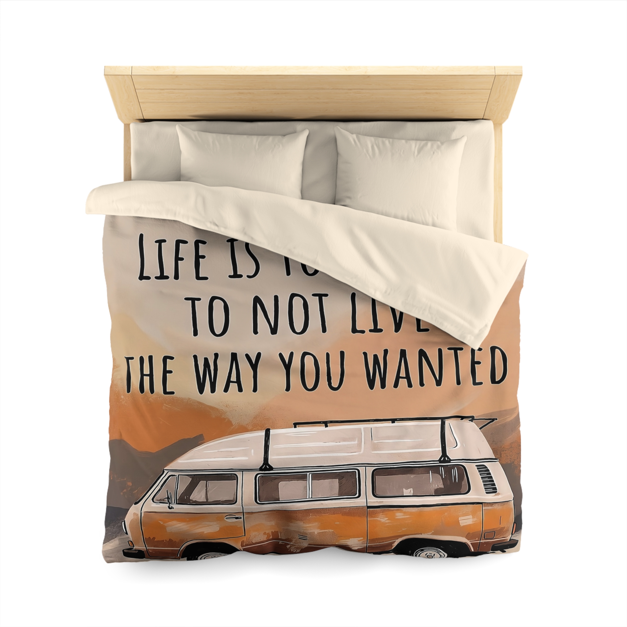 Duvet Cover — 'Vanlife - Life Is Too Short to Not Live the Way You Wanted' Camper Bedding