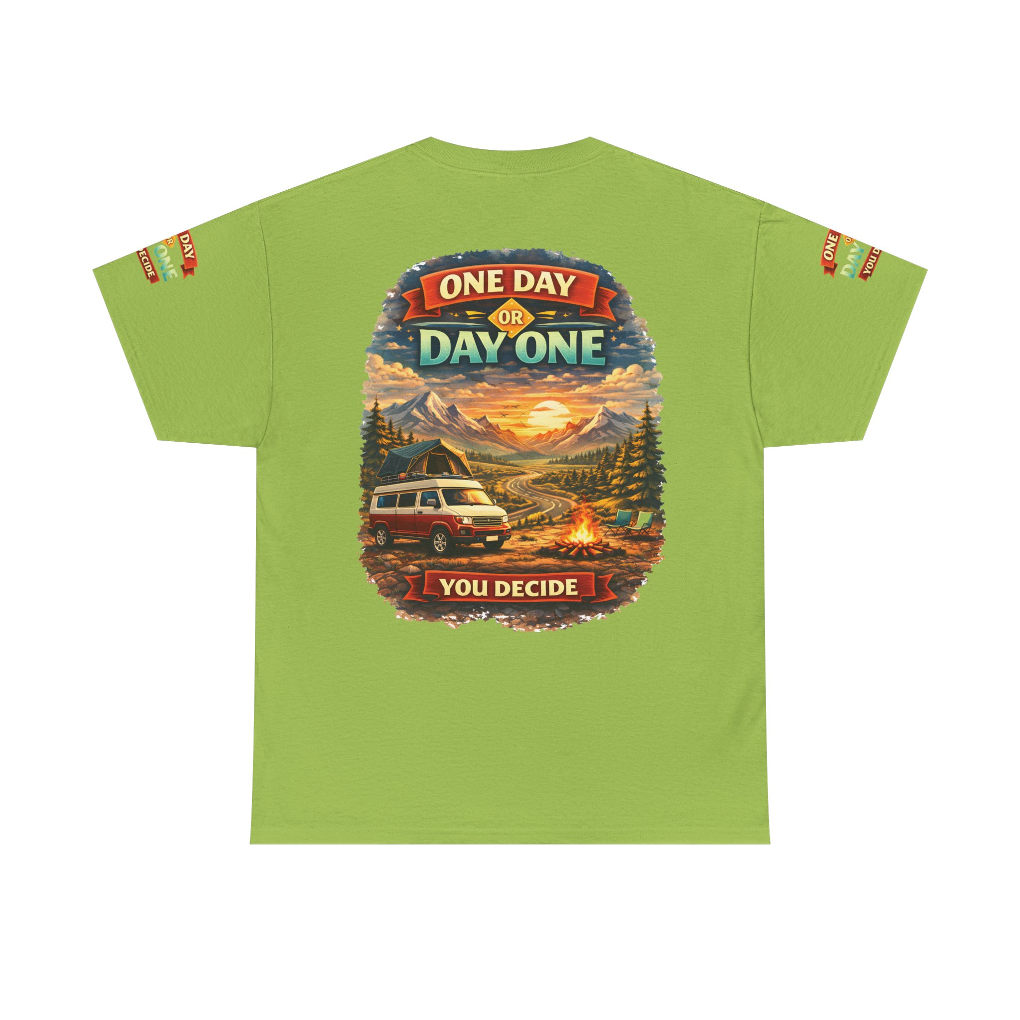 4503809734764931074_2048.jpeg Unisex Heavy Cotton Tee — "One Day Or Day One" Design Scenic-Line