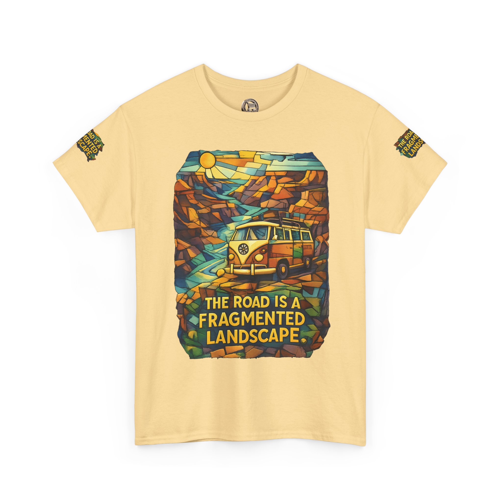 4514834676015013292_2048.jpeg Unisex Heavy Cotton Tee — "The Road Is A Fragmented Landscape" Design Cubic-Line