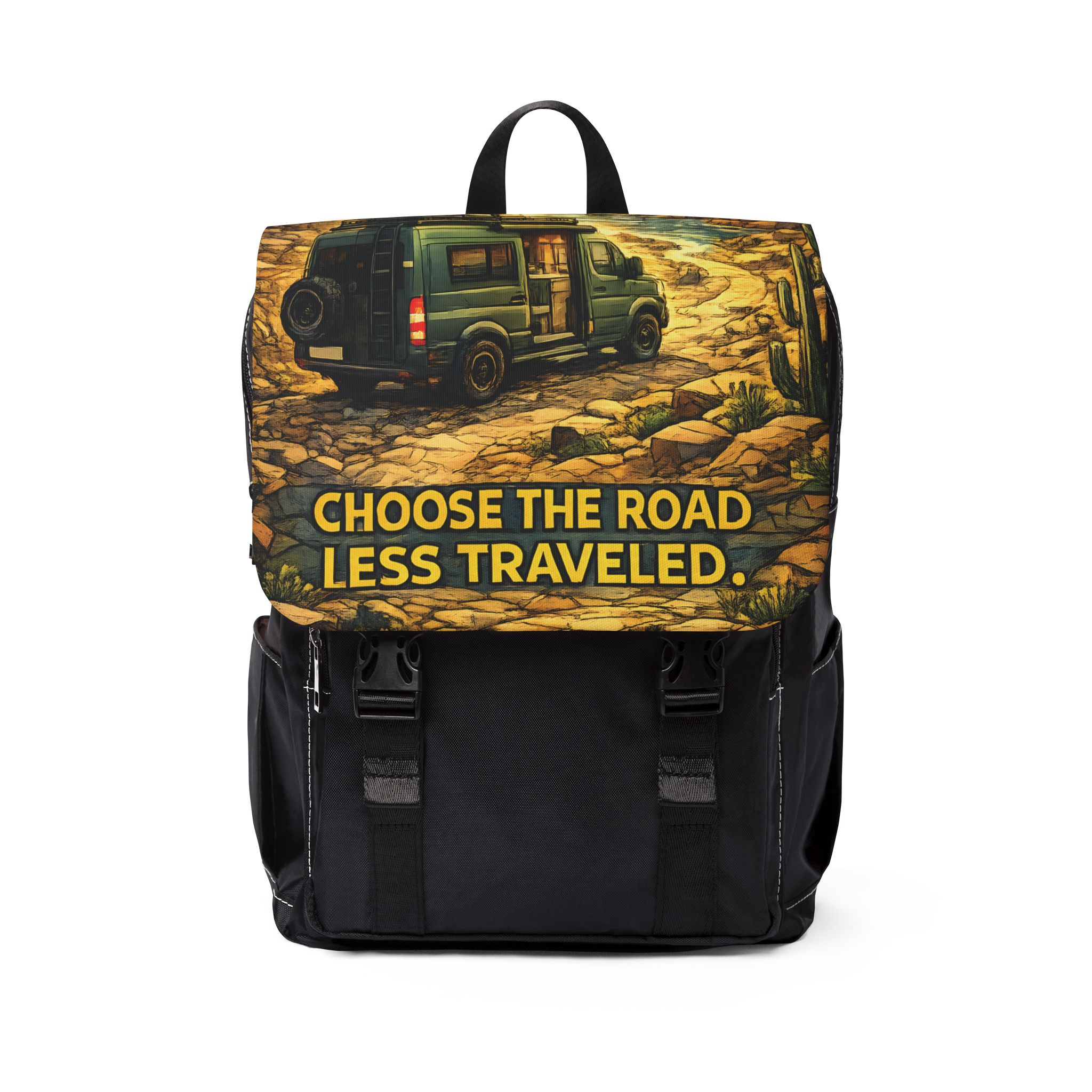 4514962274829764610_2048.jpeg Unisex Casual Shoulder Backpack — "Choose The Road Less Traveled" Design Cubic-Line