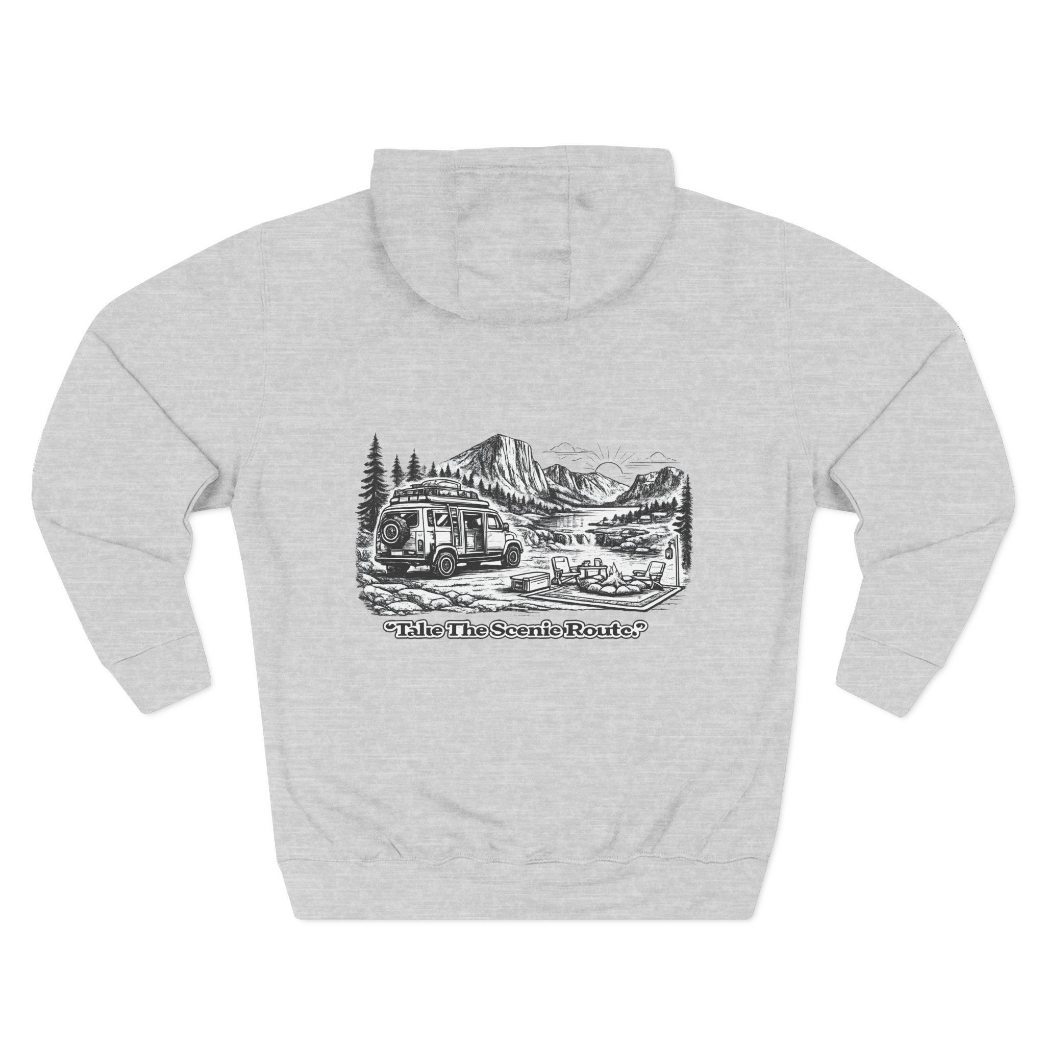 451523579037611125_2048.jpeg Three-Panel Fleece Hoodie - "Take The Scenic Route" Design Minimal-Line