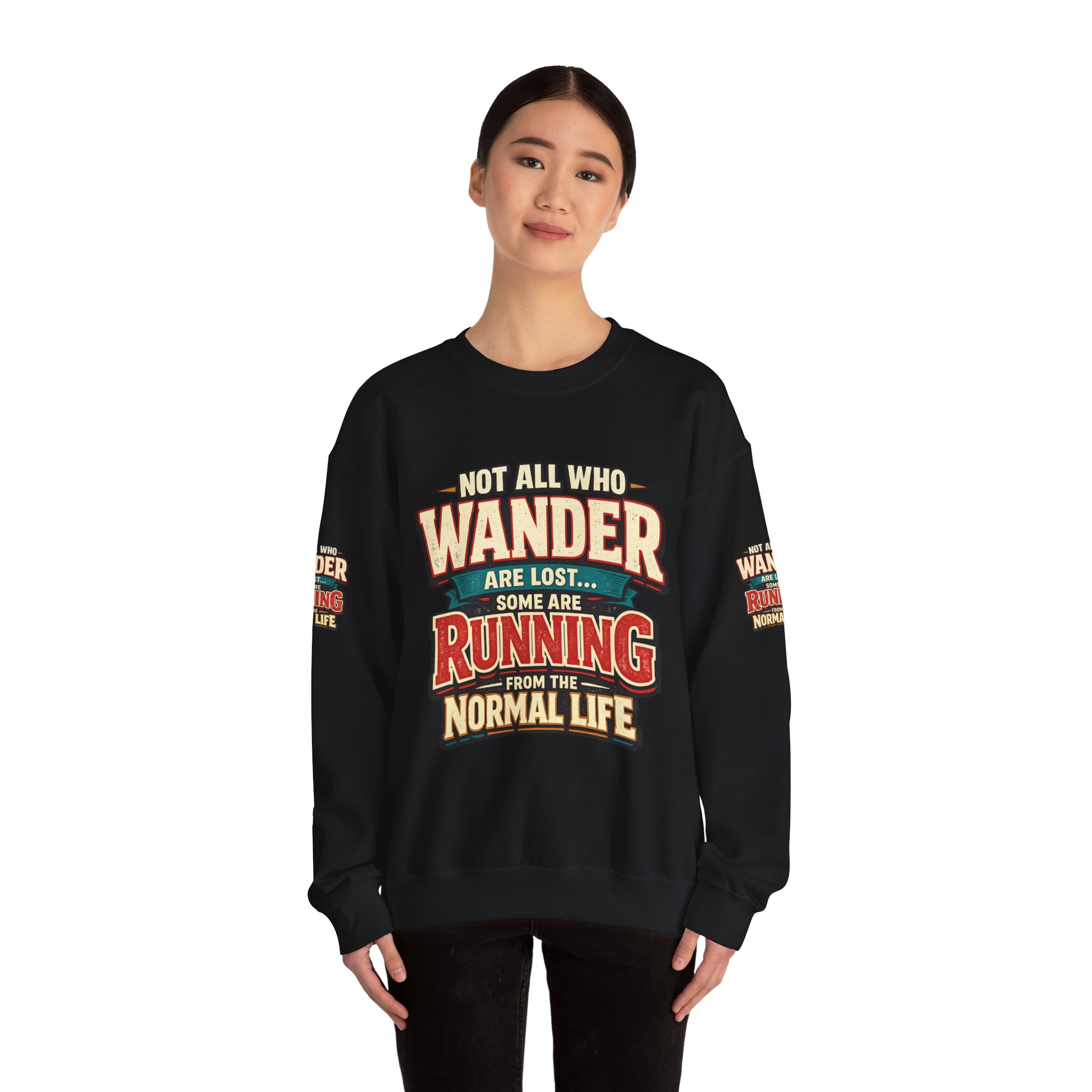 451545930709230300_2048.jpeg Unisex Heavy Blend™ Crewneck Sweatshirt — "Not All Who Wander Are Lost" Design F**K-Line