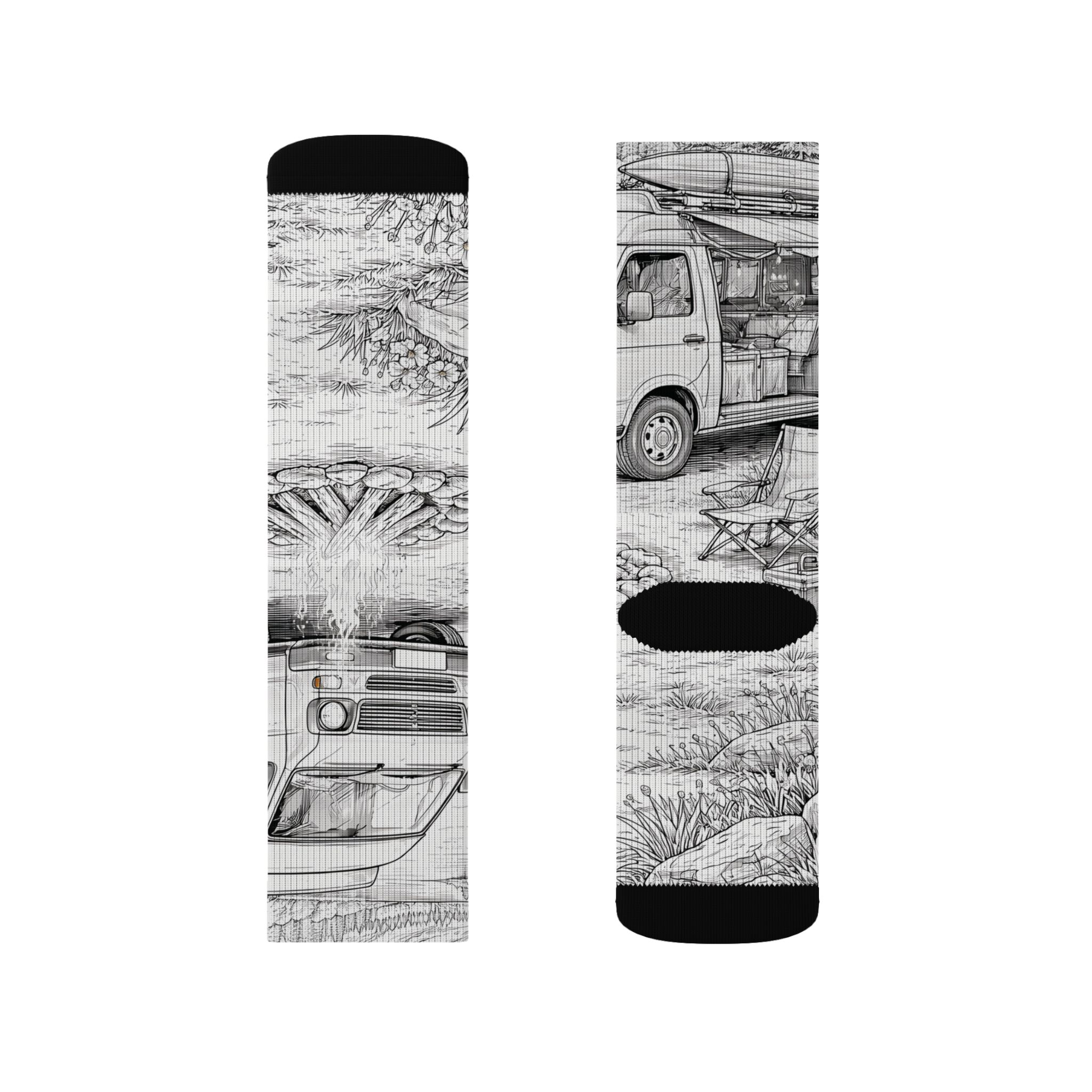 Sublimation Socks — Retro Camper Roadtrip Crew Socks
