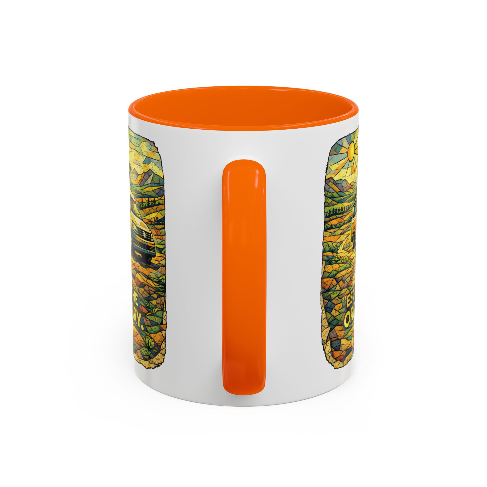 Accent Coffee Mug (11, 15oz) — "Escape The Ordinary" Design Cubic-Line