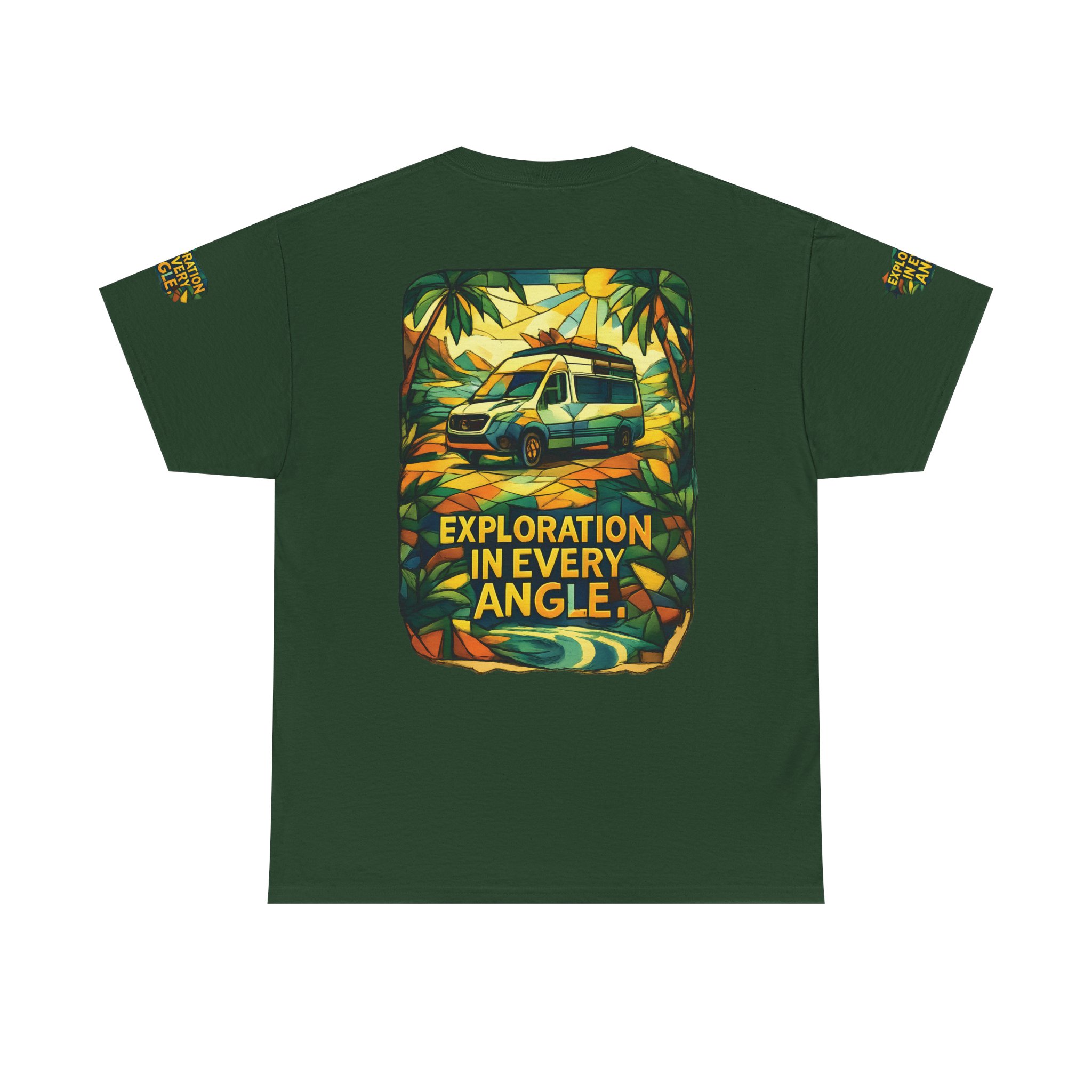 Unisex Heavy Cotton Tee — "Exploration In Every Angle" Design Cubic-Line