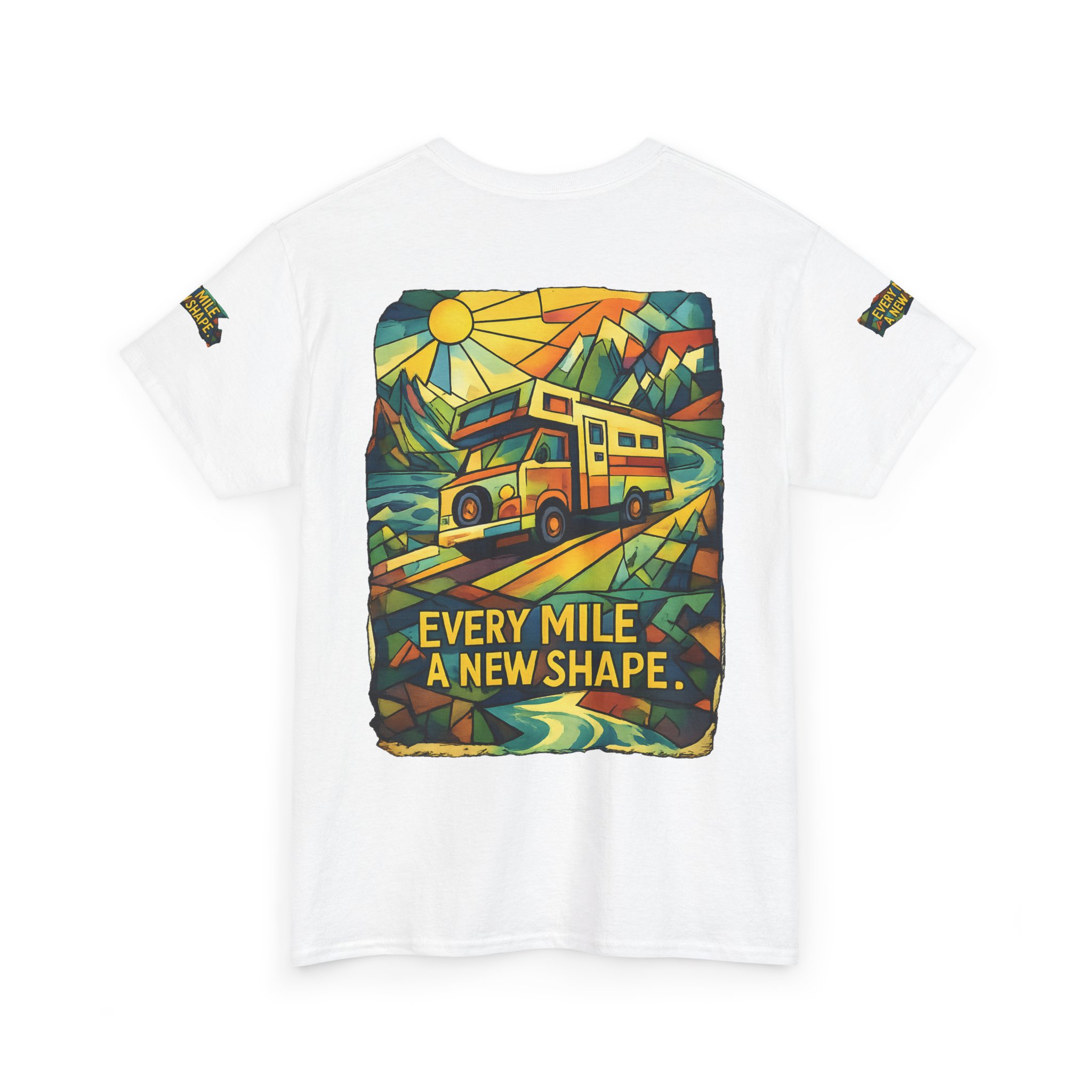 Unisex Heavy Cotton Tee — "Every Mile A New Shape" Design Cubic-Line