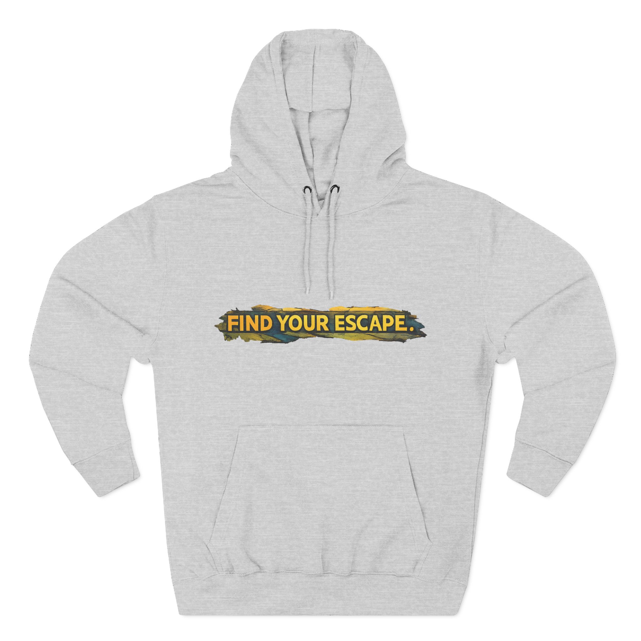 Three-Panel Fleece Hoodie - "Find Your Escape" Design Cubic-Line