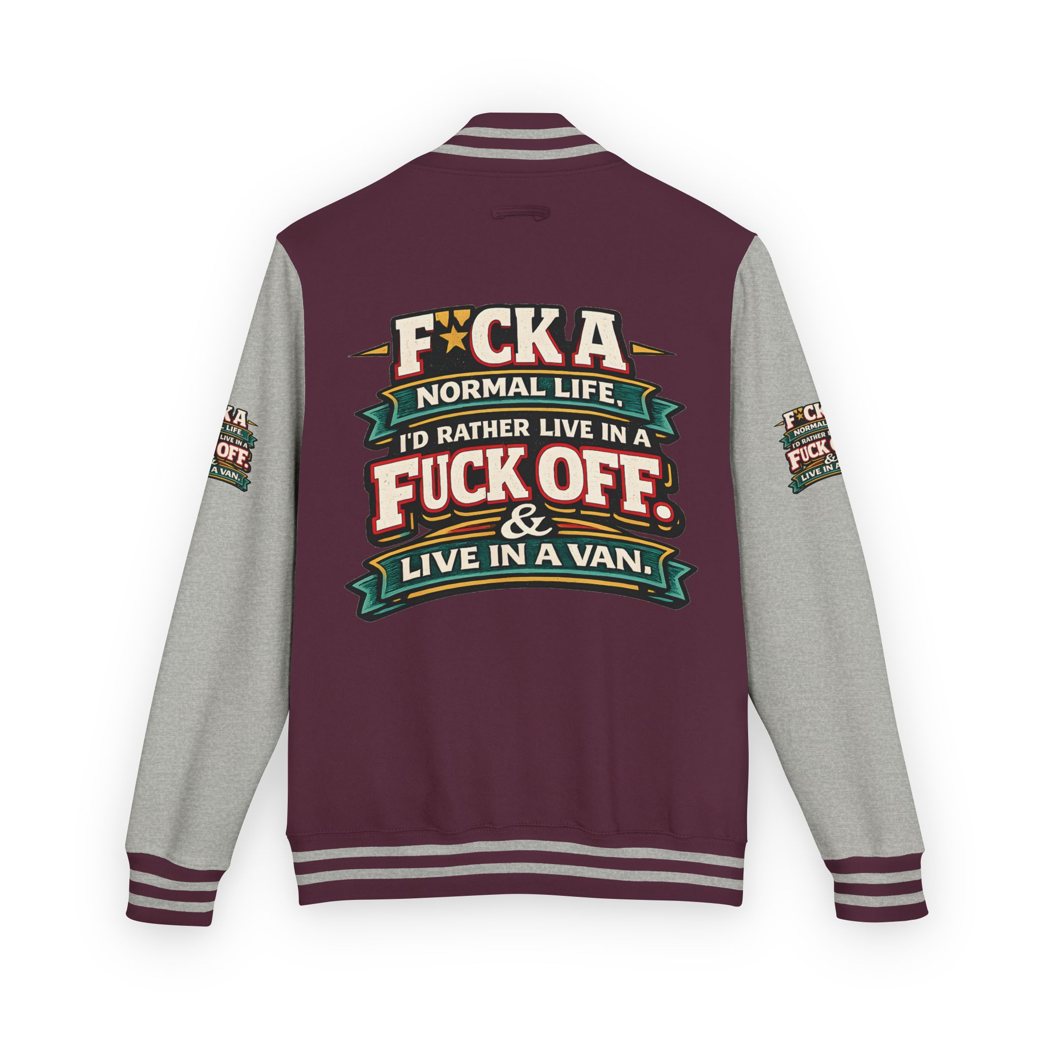 Unisex Heavyweight Letterman Jacket — "Fuck A Normal Life" Design F**K-Line