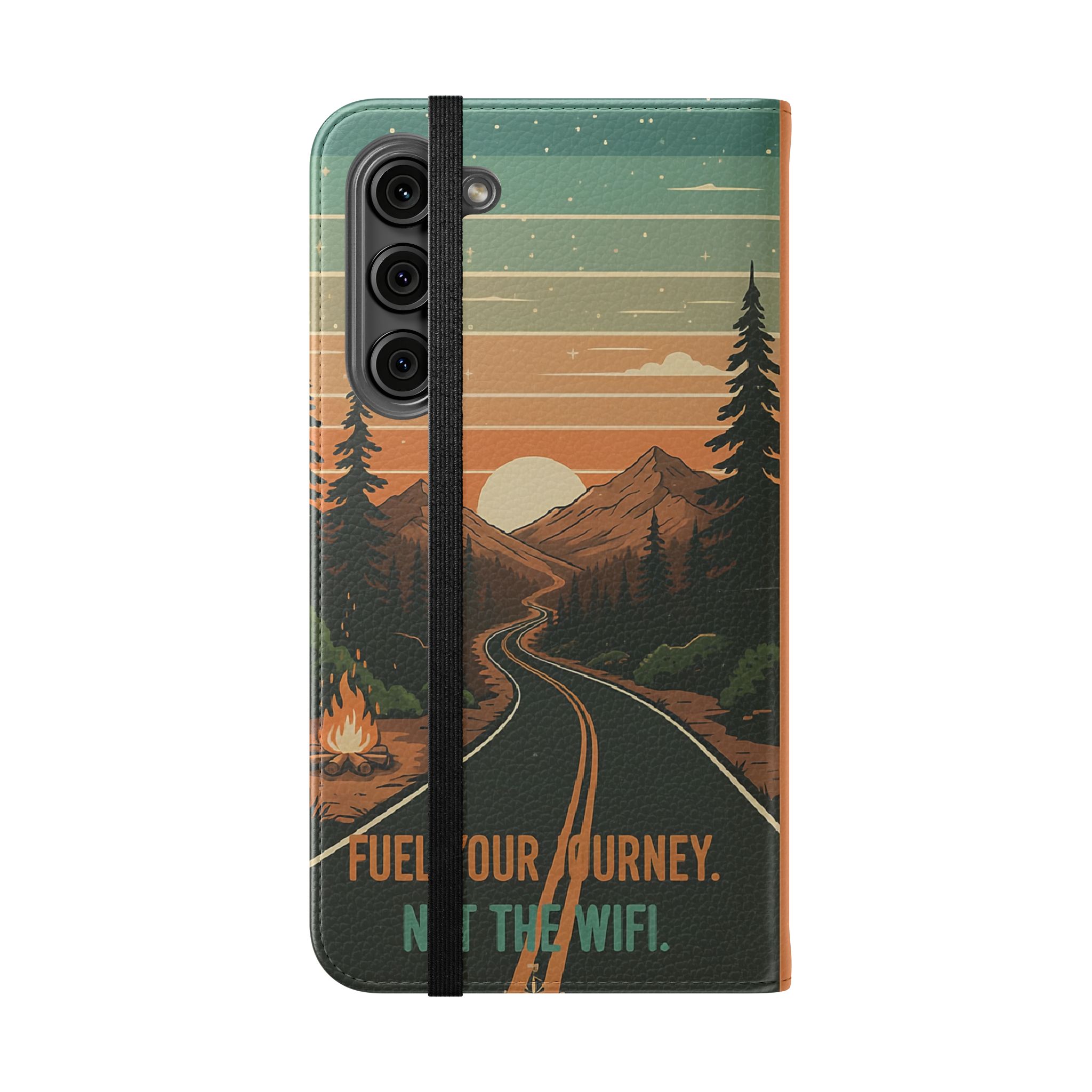 Flip Phone Case — "Adventure Awaits Unplug & Drive" Wallet Case