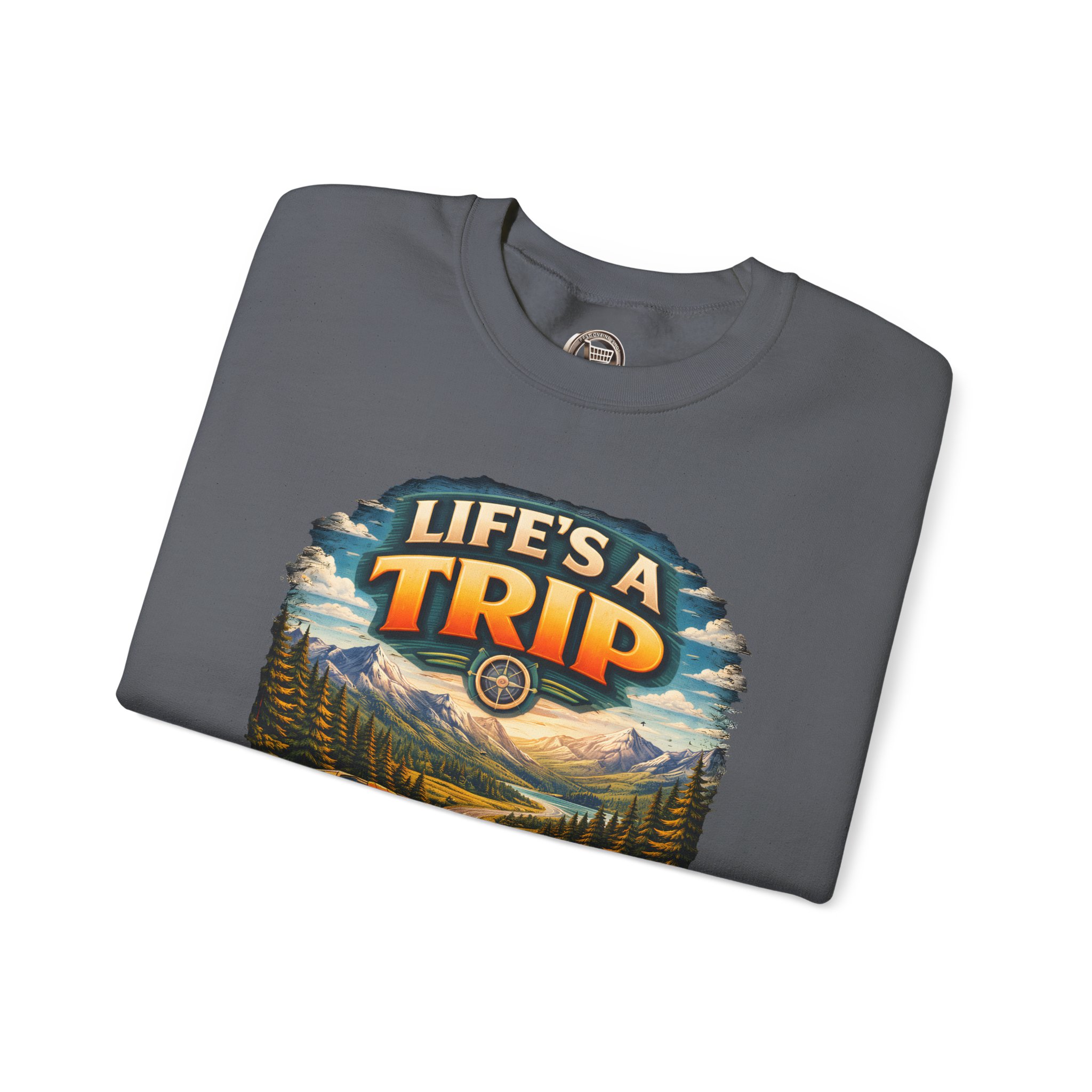 Unisex Heavy Blend™ Crewneck Sweatshirt — "Life s A Trip" Design Scenic-Line