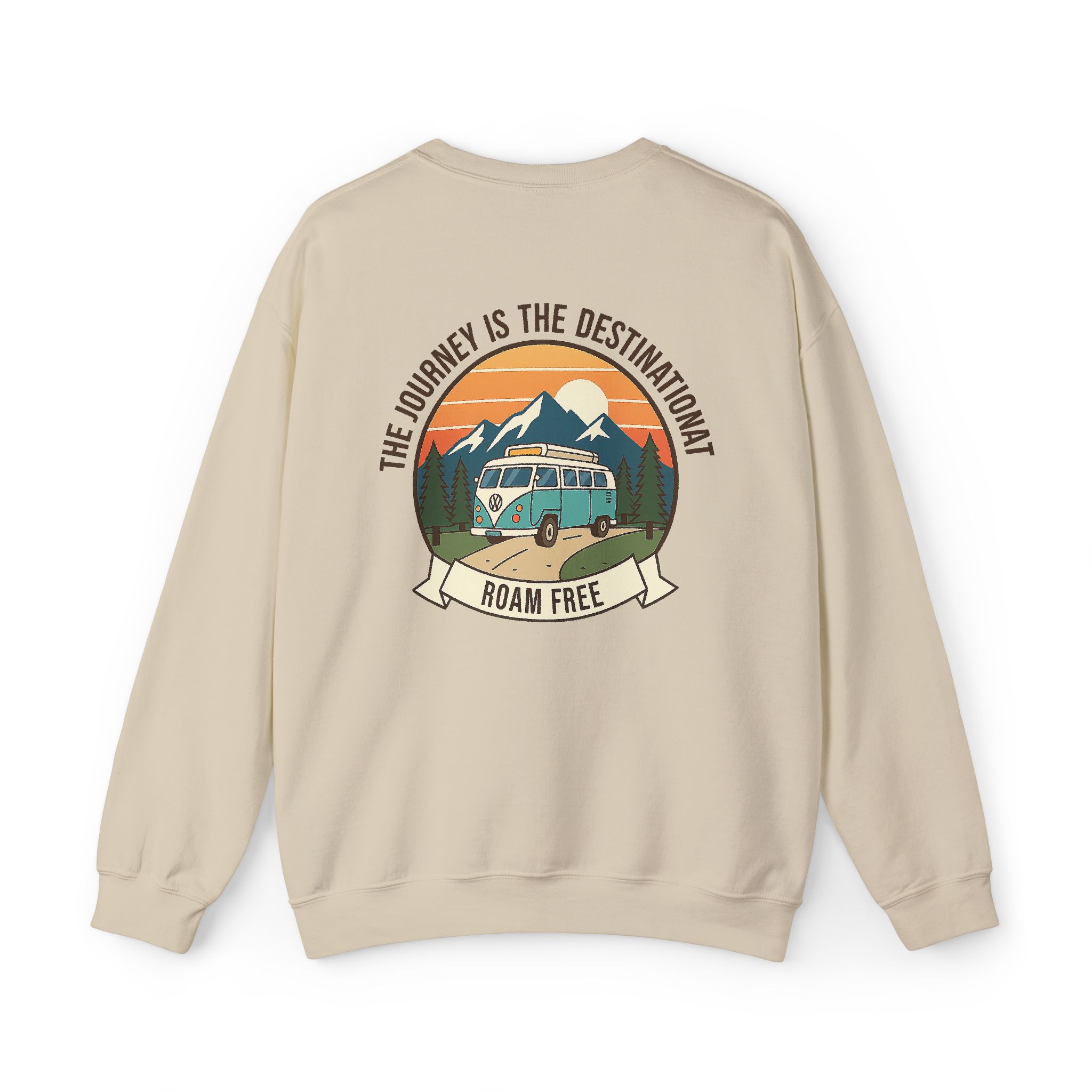 4538207394703241088_2048.jpeg Crewneck Sweatshirt — "The Journey is the destination-Roam Free" Camper Vintage Mountain Adventure Crewneck