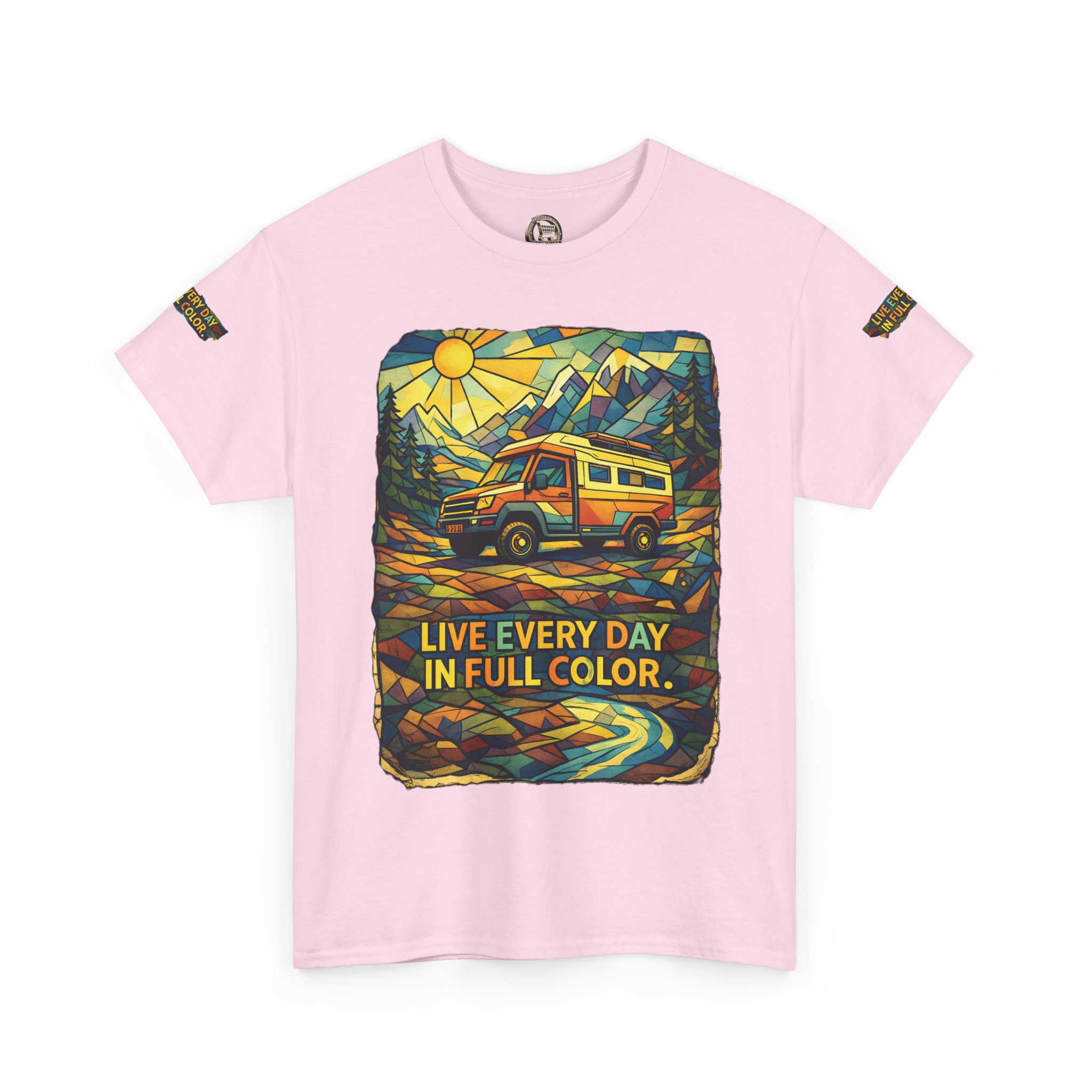 454240920614018144_2048.jpeg Unisex Heavy Cotton Tee — "Live Life Every Day In Full Color" Design Cubic-Line