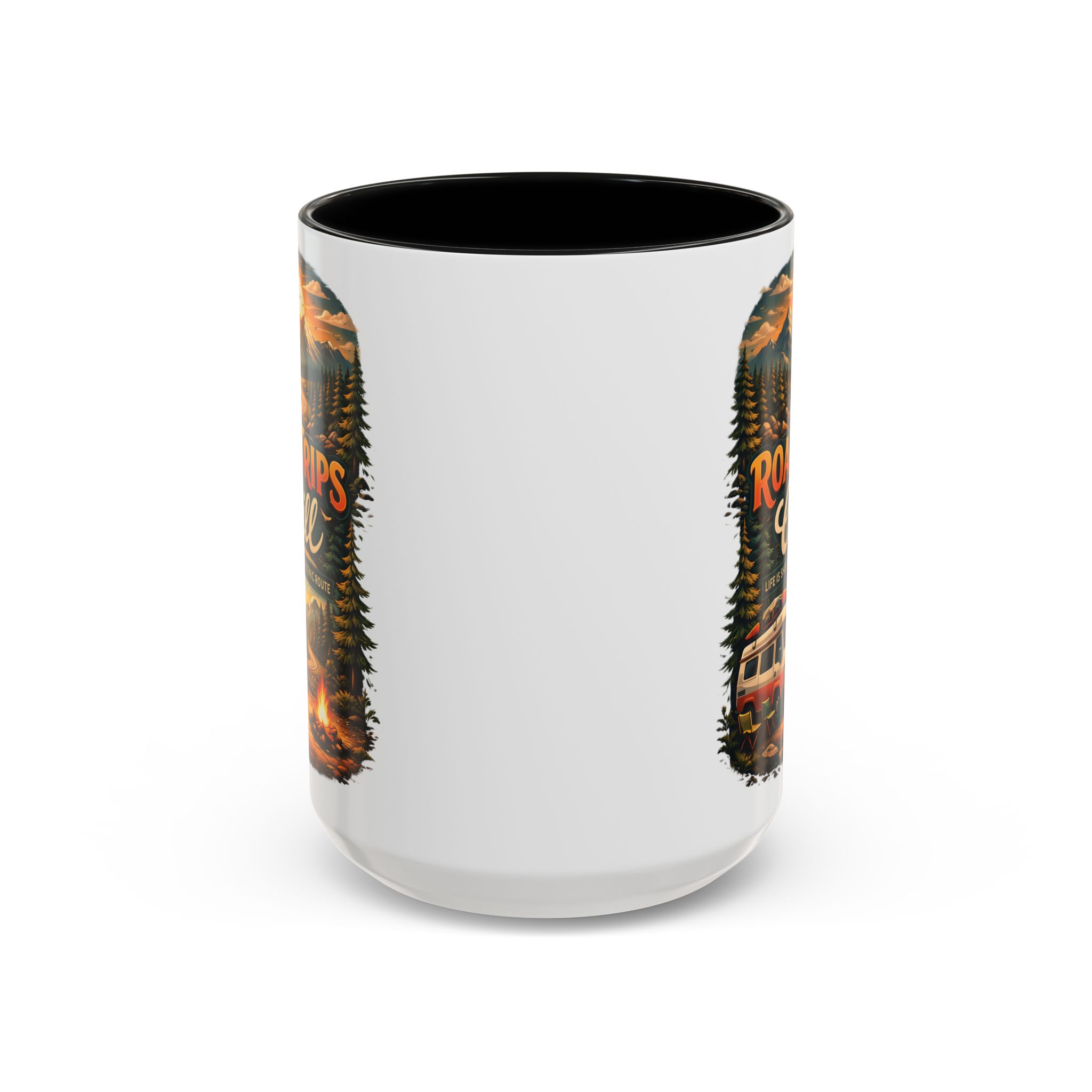 Accent Coffee Mug (11, 15oz) — "Road Trips & Chill" Design Scenic-Line
