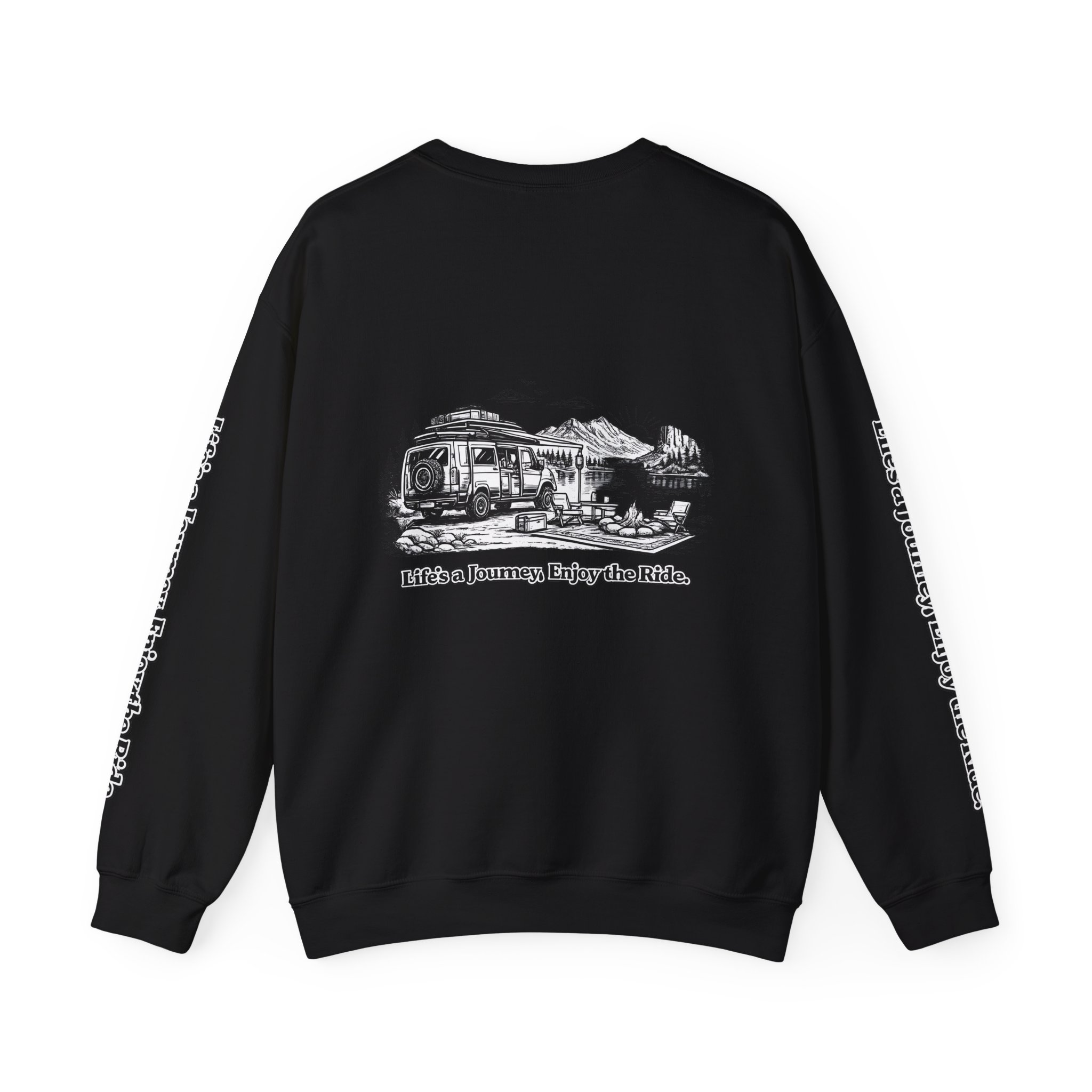 Unisex Heavy Blend™ Crewneck Sweatshirt — "Lifes A Journey,Enjoy The Ride" Design Minimal-Line