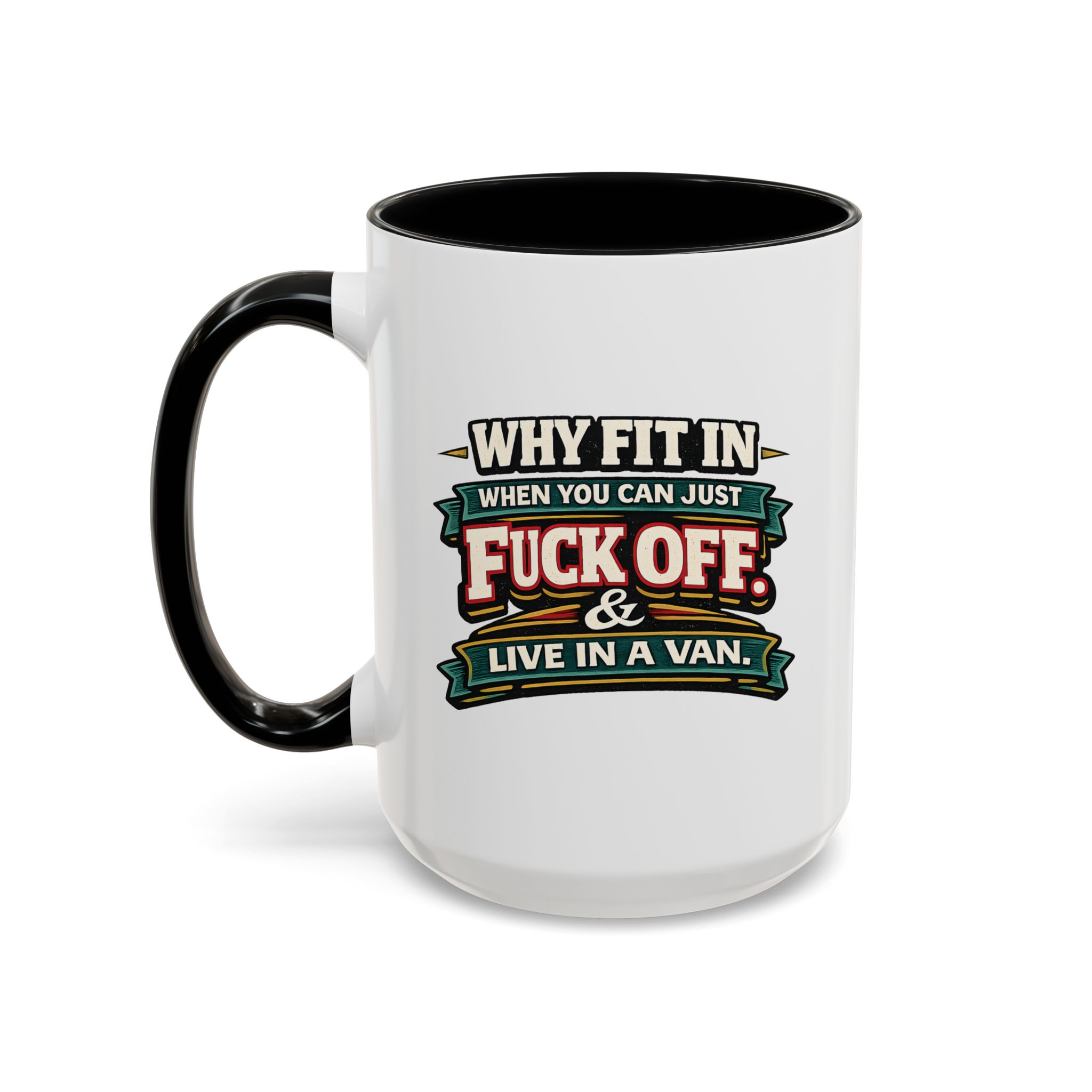 Accent Coffee Mug (11, 15oz) — "Why Fit In" Design F**K-Line