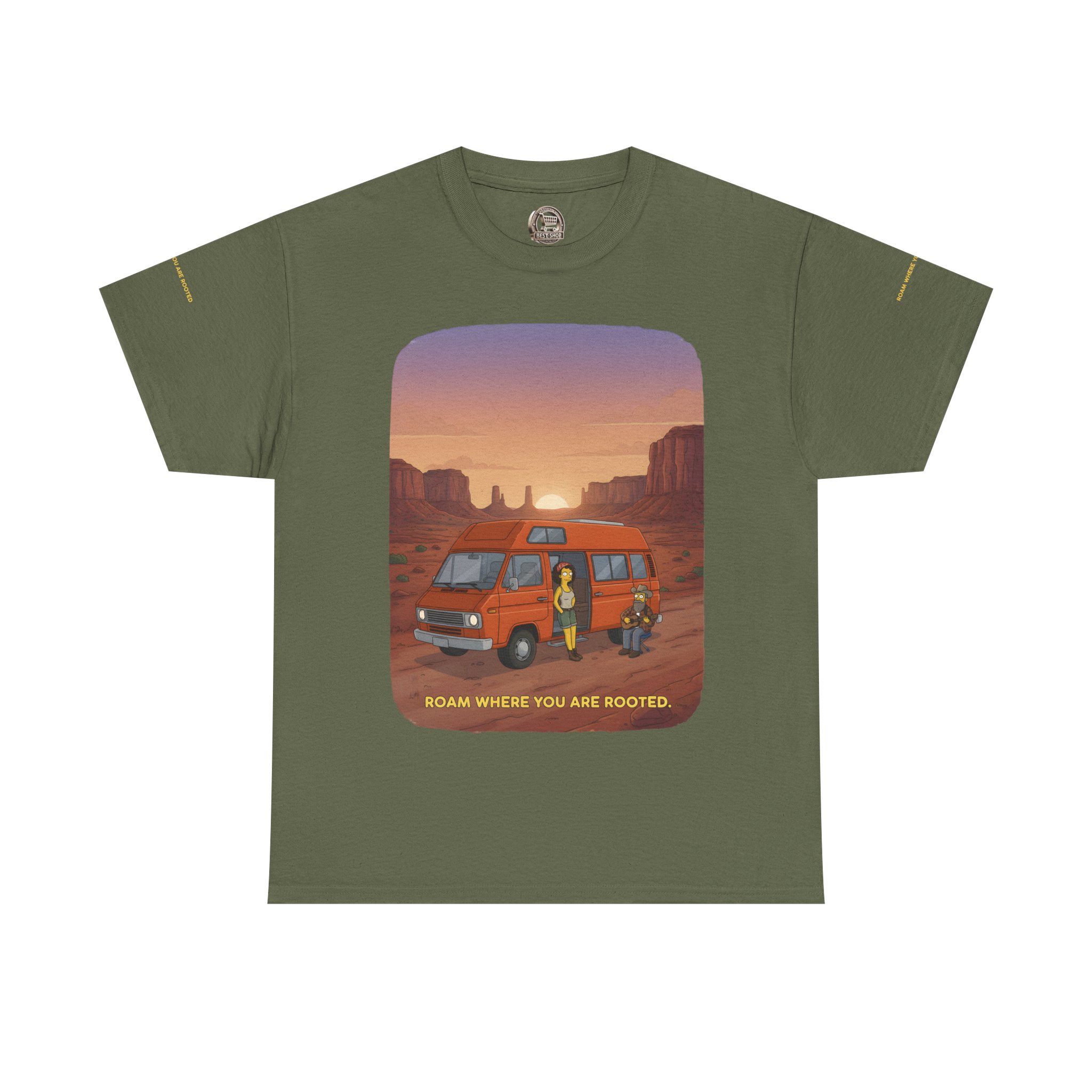 Unisex Heavy Cotton Tee — "Roam Where You Are Rooted" Design Sitcom-Line