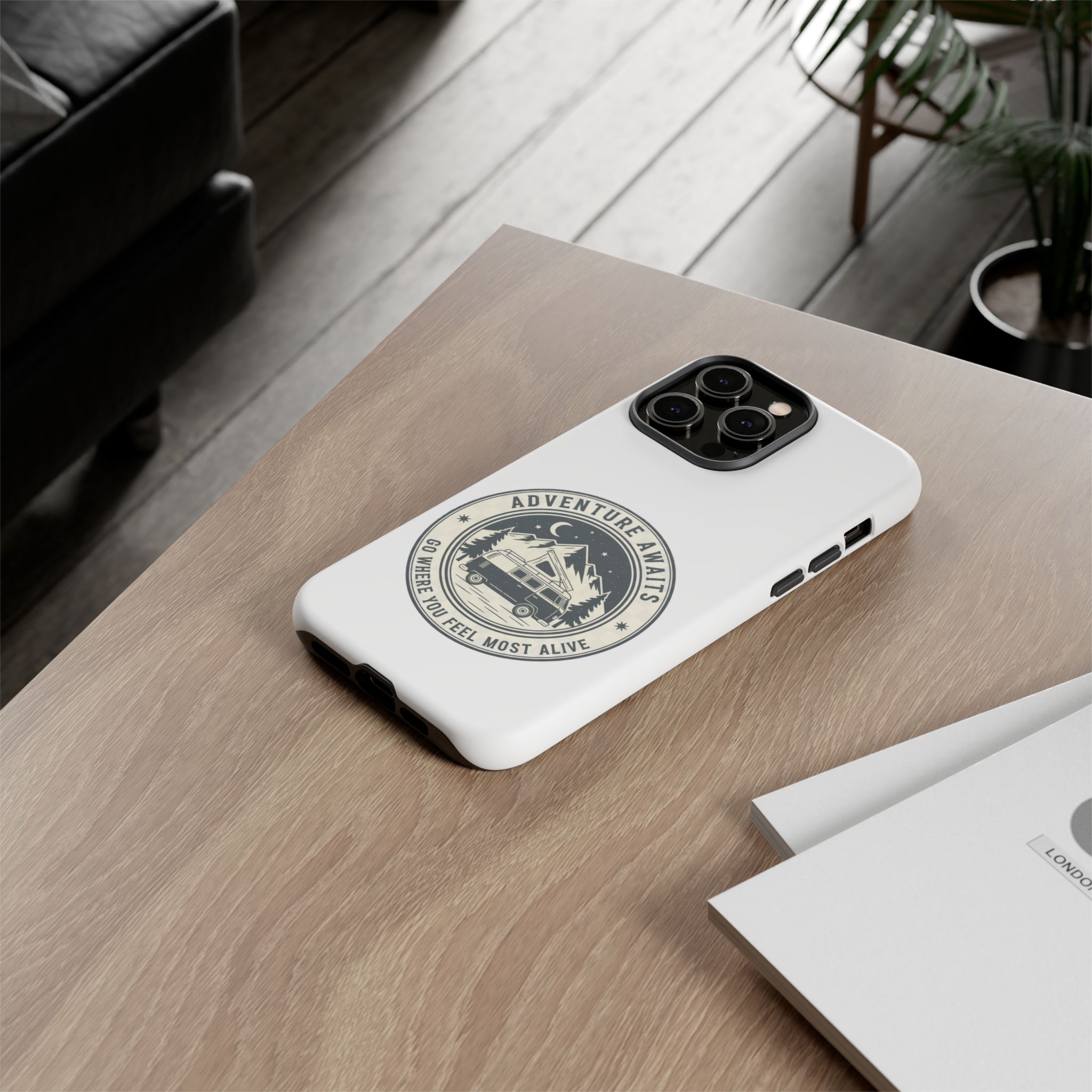 Phone Case — "Adventure Awaits-Go Where You Feel Most Alive" Camper Van Design
