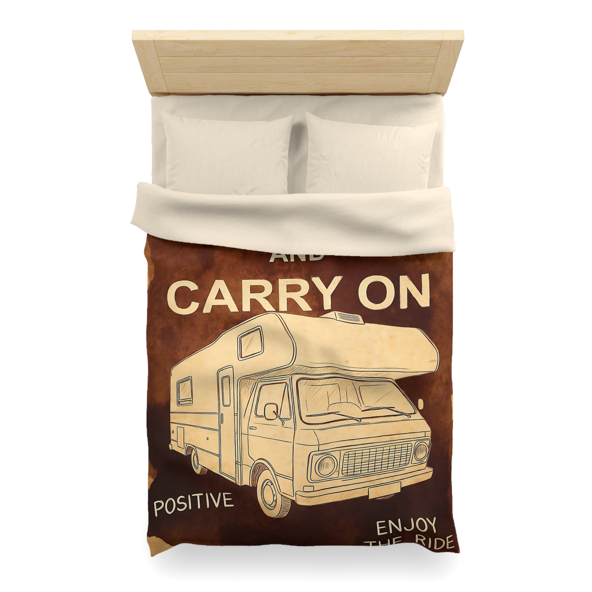 Duvet Cover - "Keep Calm and Carry On" RV Camper Retro Travel Microfiber Duvet
