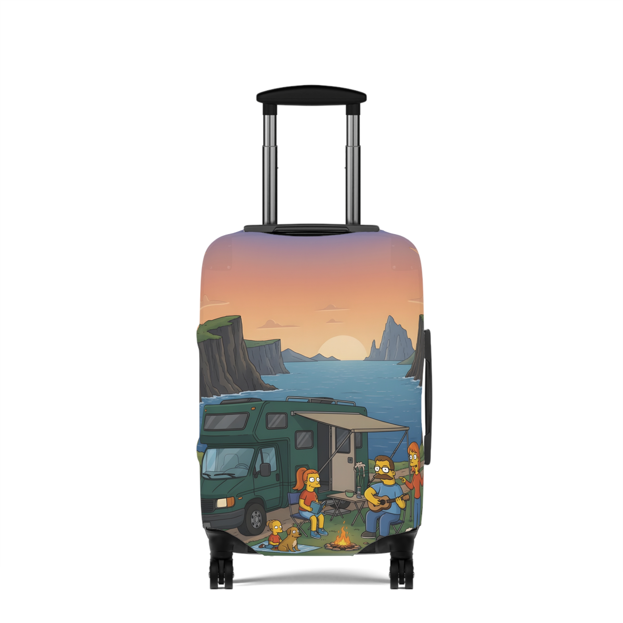 Luggage Cover — Adventure Camper Sketch Travel Suitcase(Design Sitcom-Line)