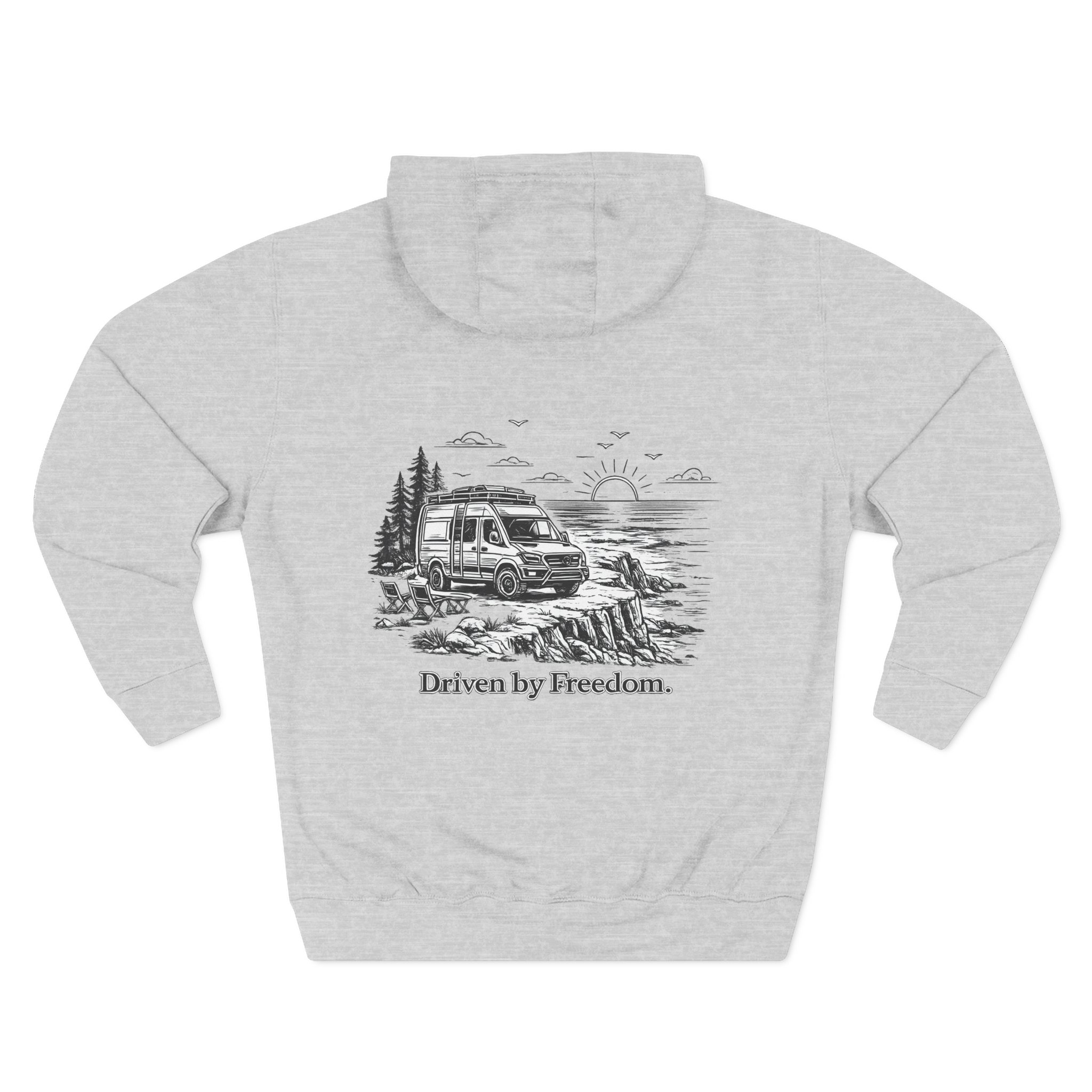 Three-Panel Fleece Hoodie - "Driven By Freedom" Design Minimal-Line