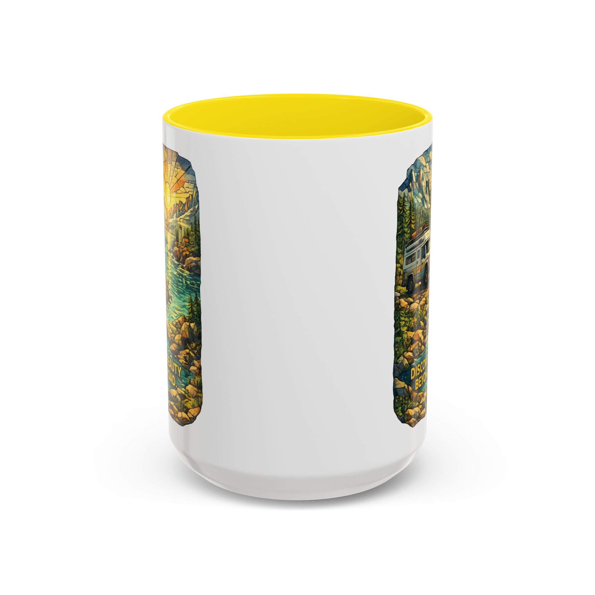 4574881969709032650_2048.jpeg Accent Coffee Mug (11, 15oz) — "Discover The Bieuty Beyond The Road" Design Cubic-Line