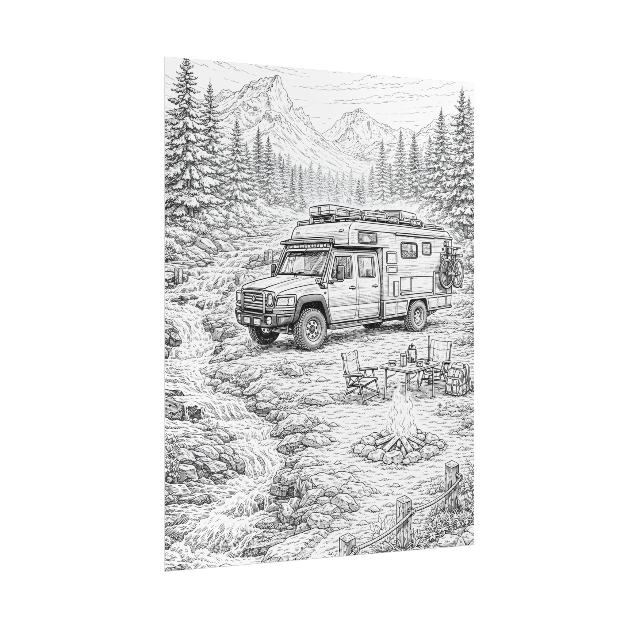 Campervan Poster — Vintage RV Camping Landscape Wall Art
