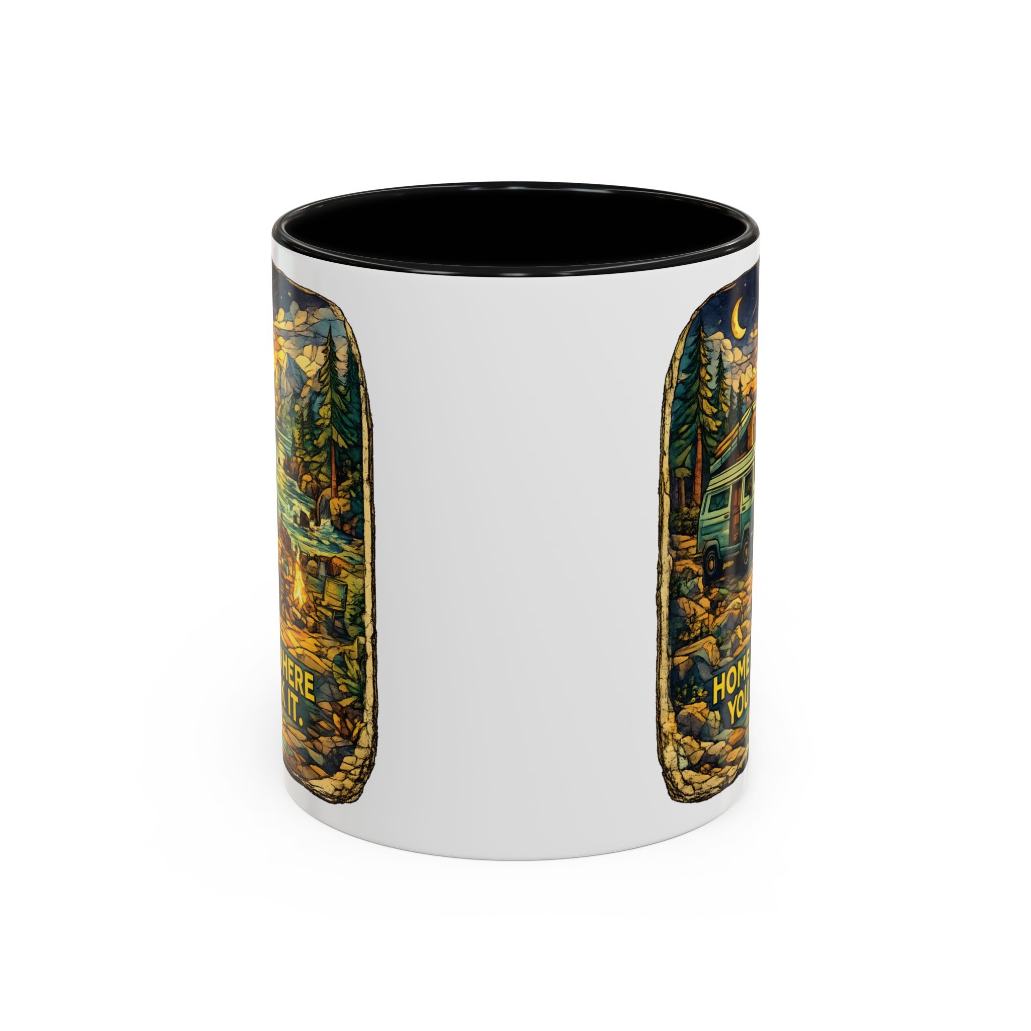 Accent Coffee Mug (11, 15oz) — "Home Is Where You Park It" Design Cubic-Line