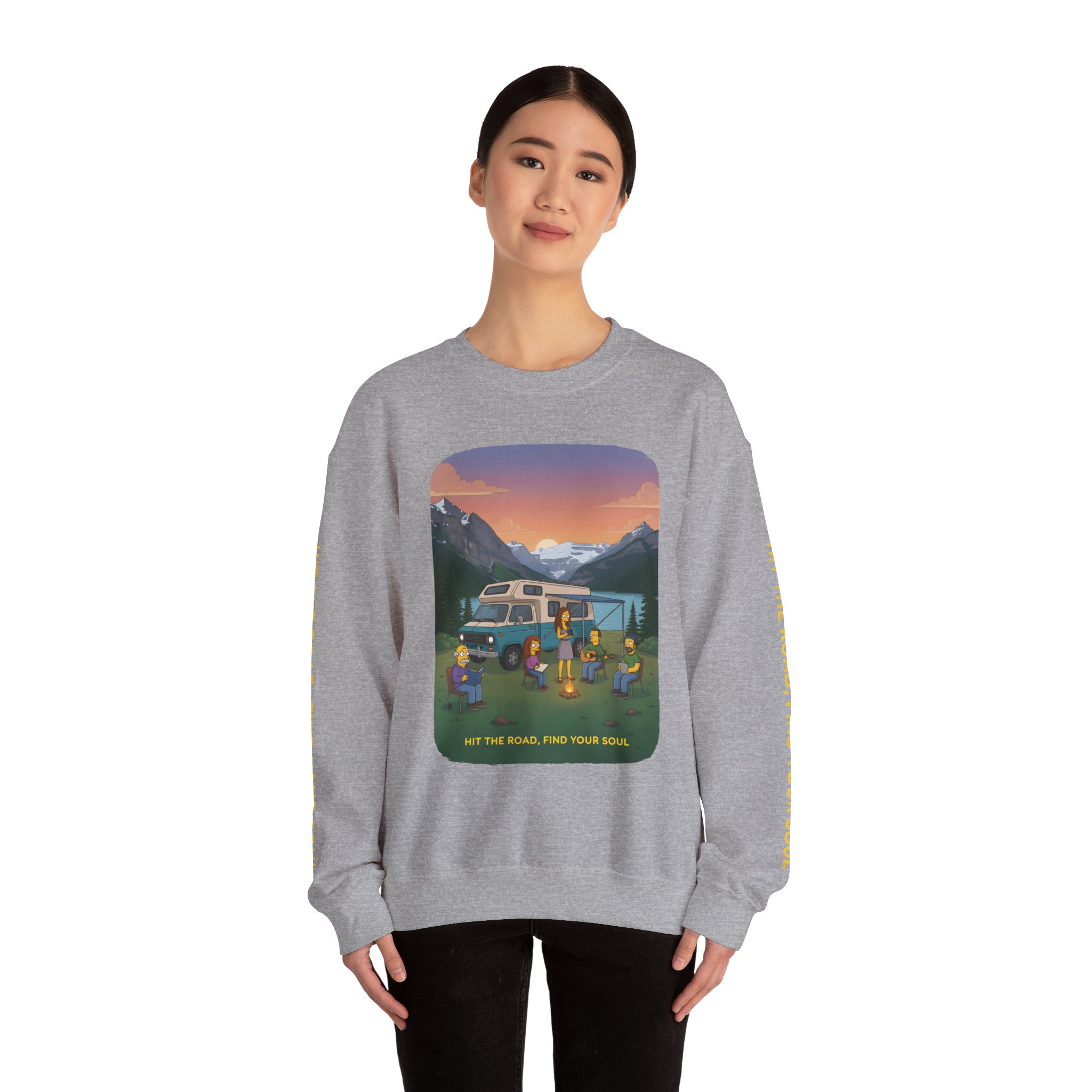 Unisex Heavy Blend™ Crewneck Sweatshirt — "Hit The Road-Find Your Soul" Design Sitcom-Line