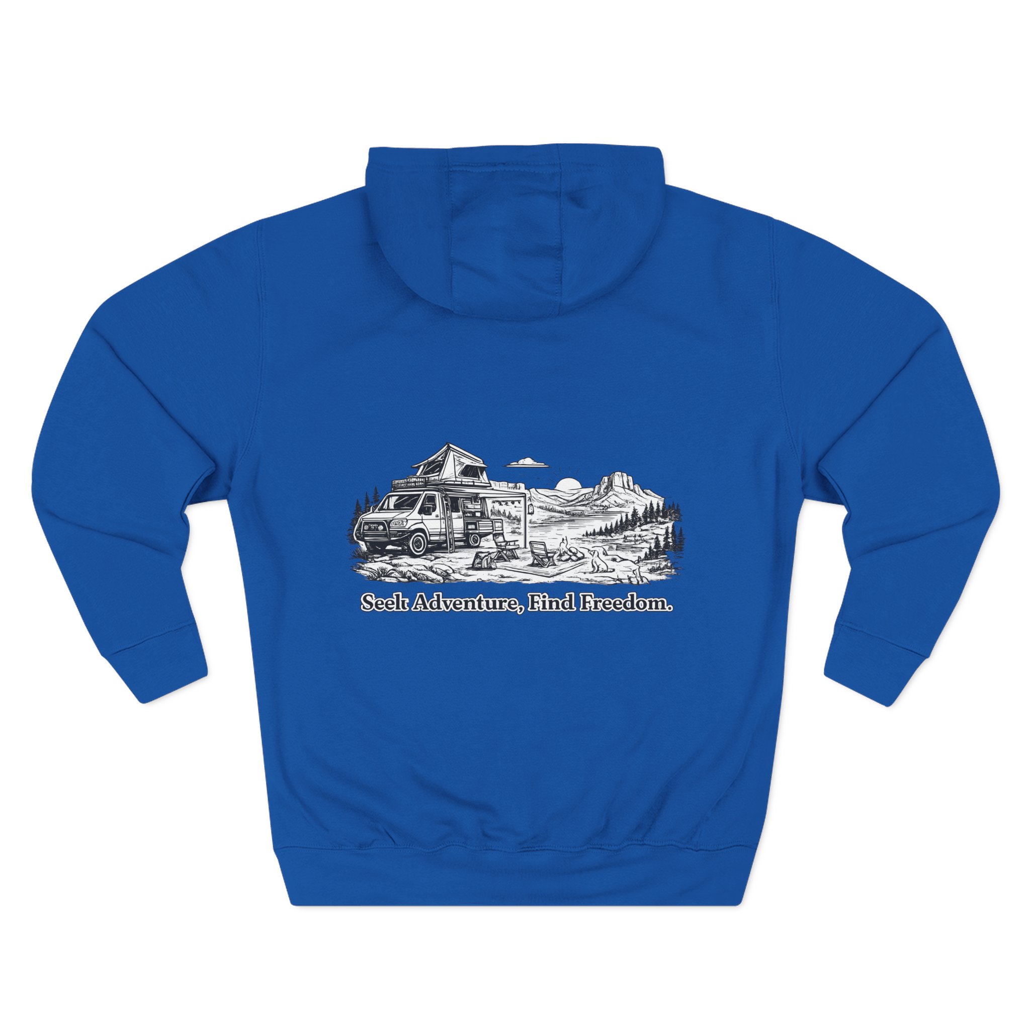 4583795509027046759_2048.jpeg Three-Panel Fleece Hoodie - "Seek Adventure, Find Freedom" Design Minimal-Line