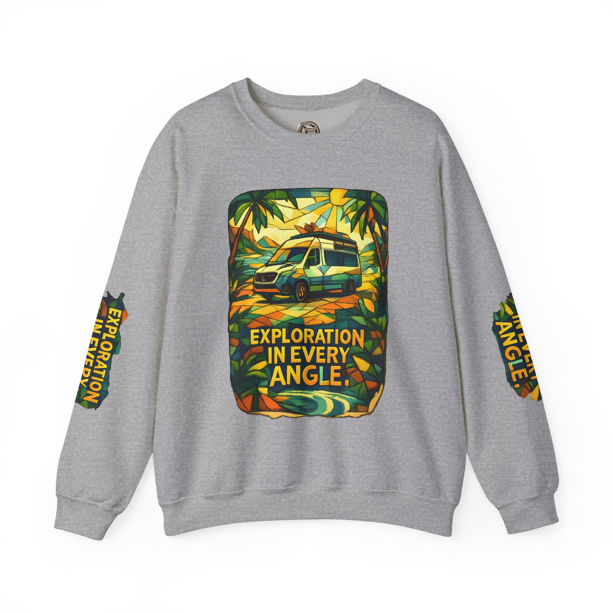 Unisex Heavy Blend™ Crewneck Sweatshirt — "Exploration In Every Angle" Design Cubic-Line
