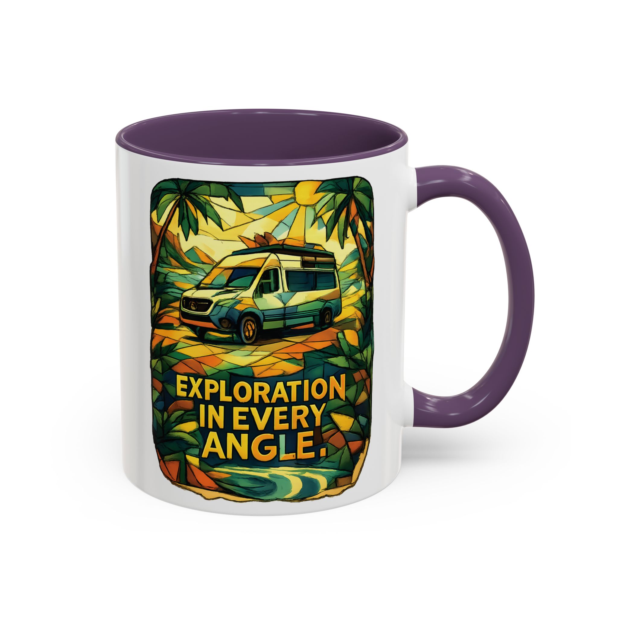 Accent Coffee Mug (11, 15oz) — "Exploration In Every Angle" Design Cubic-Line